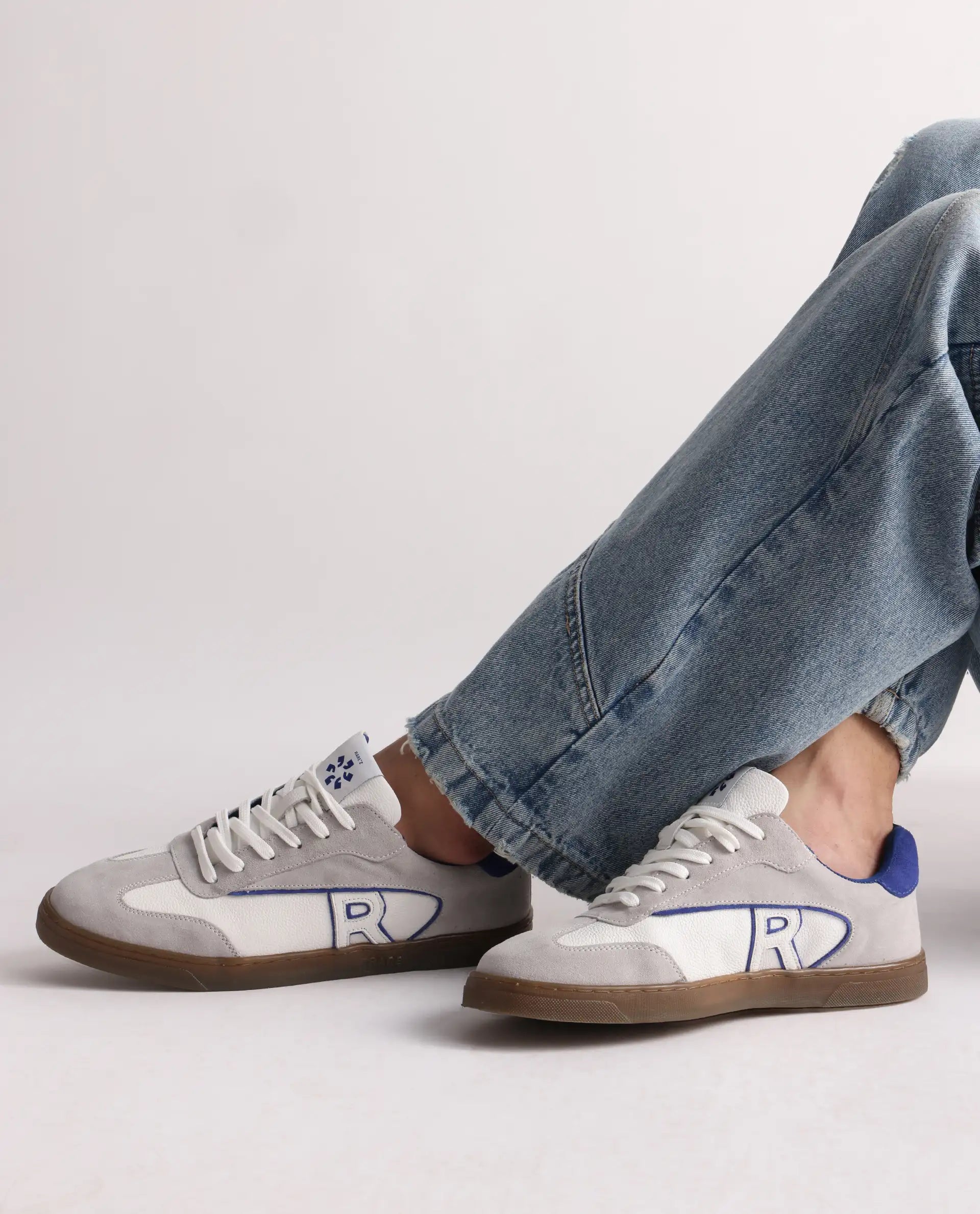 Rare Rabbit Men's Zoop White Leather Lace-Up Closure Sneaker