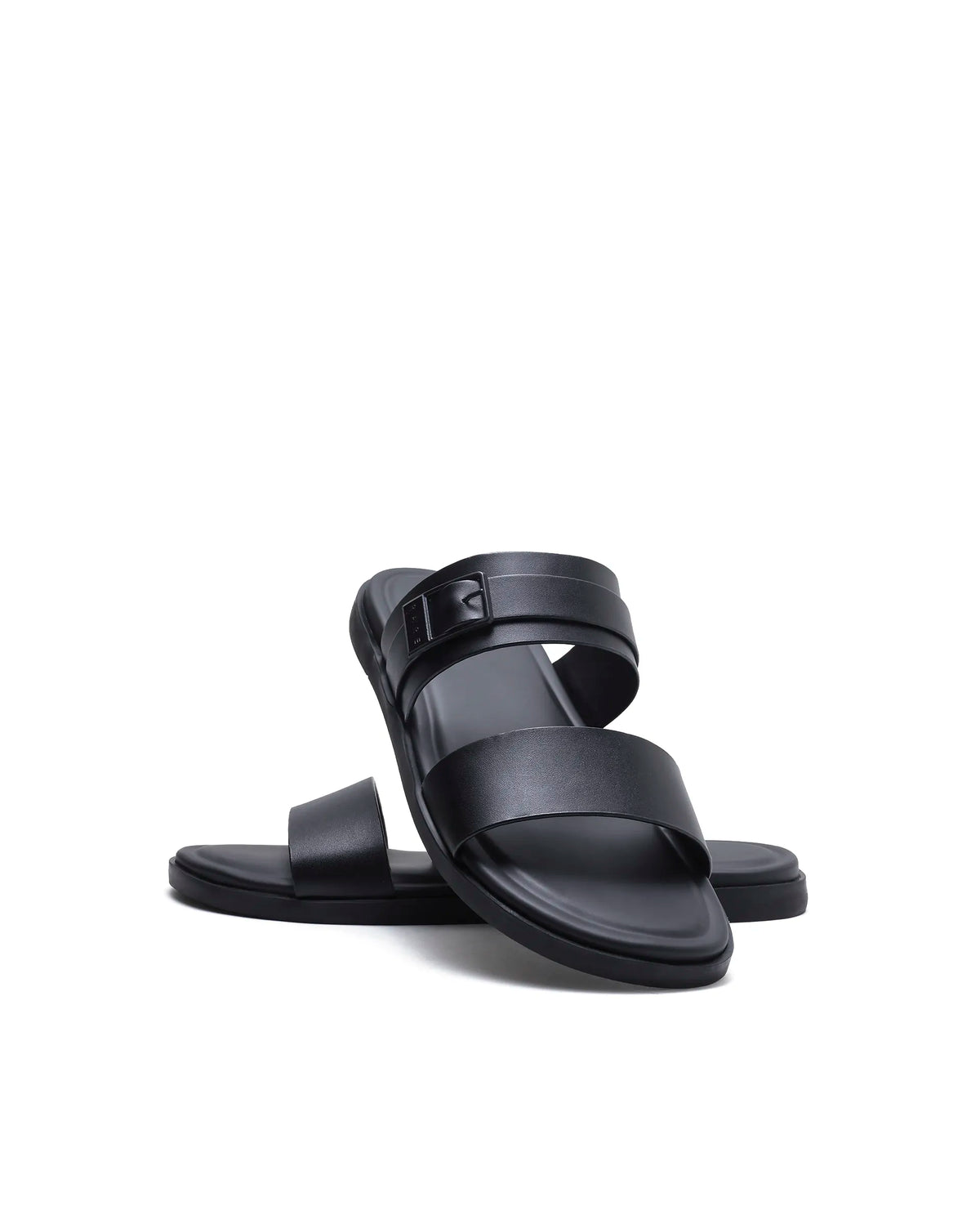 Rarez Men's Zorn Black Leather Regular Sandal