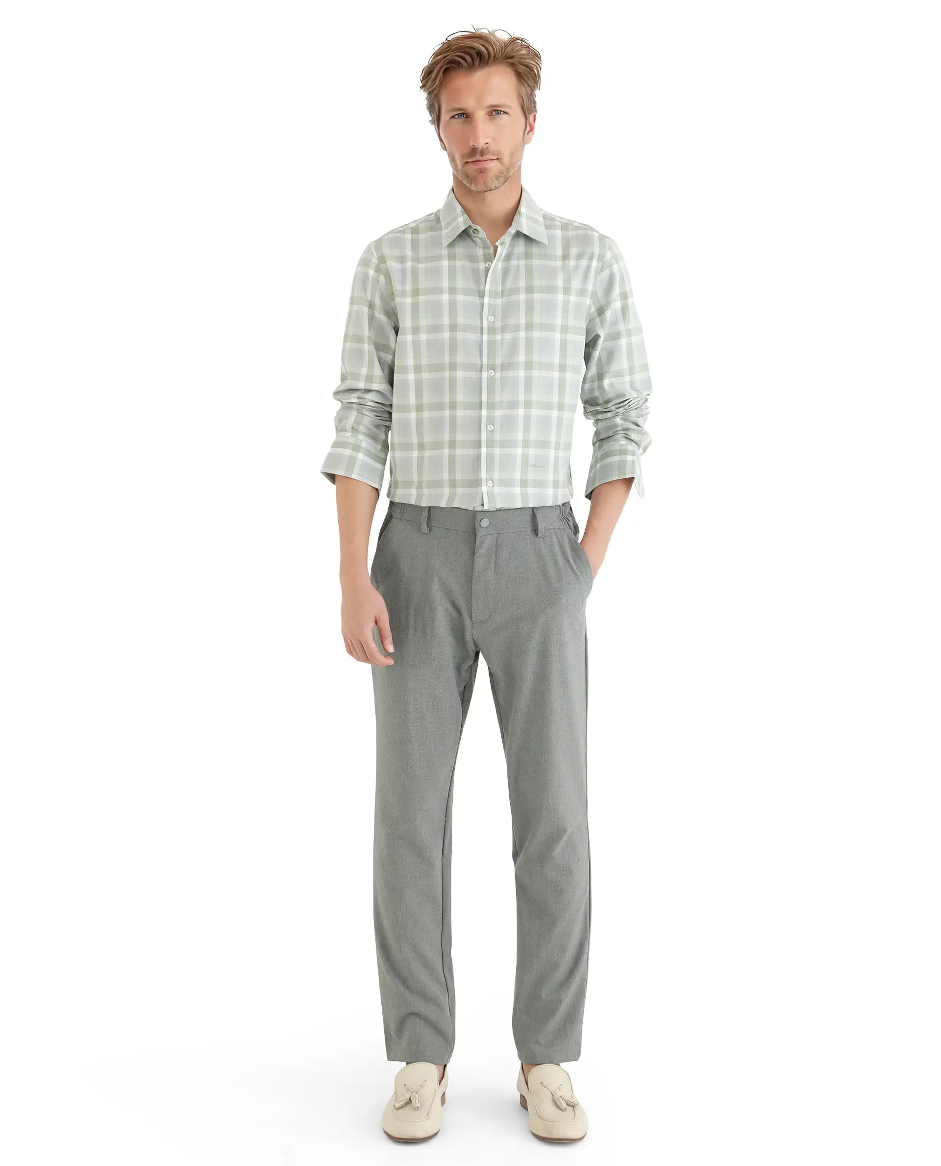 Rare Rabbit Men Zujo Pastel Green Cotton Poly Fabric Full Sleeves Regular Collared Button Closure Check Shirt