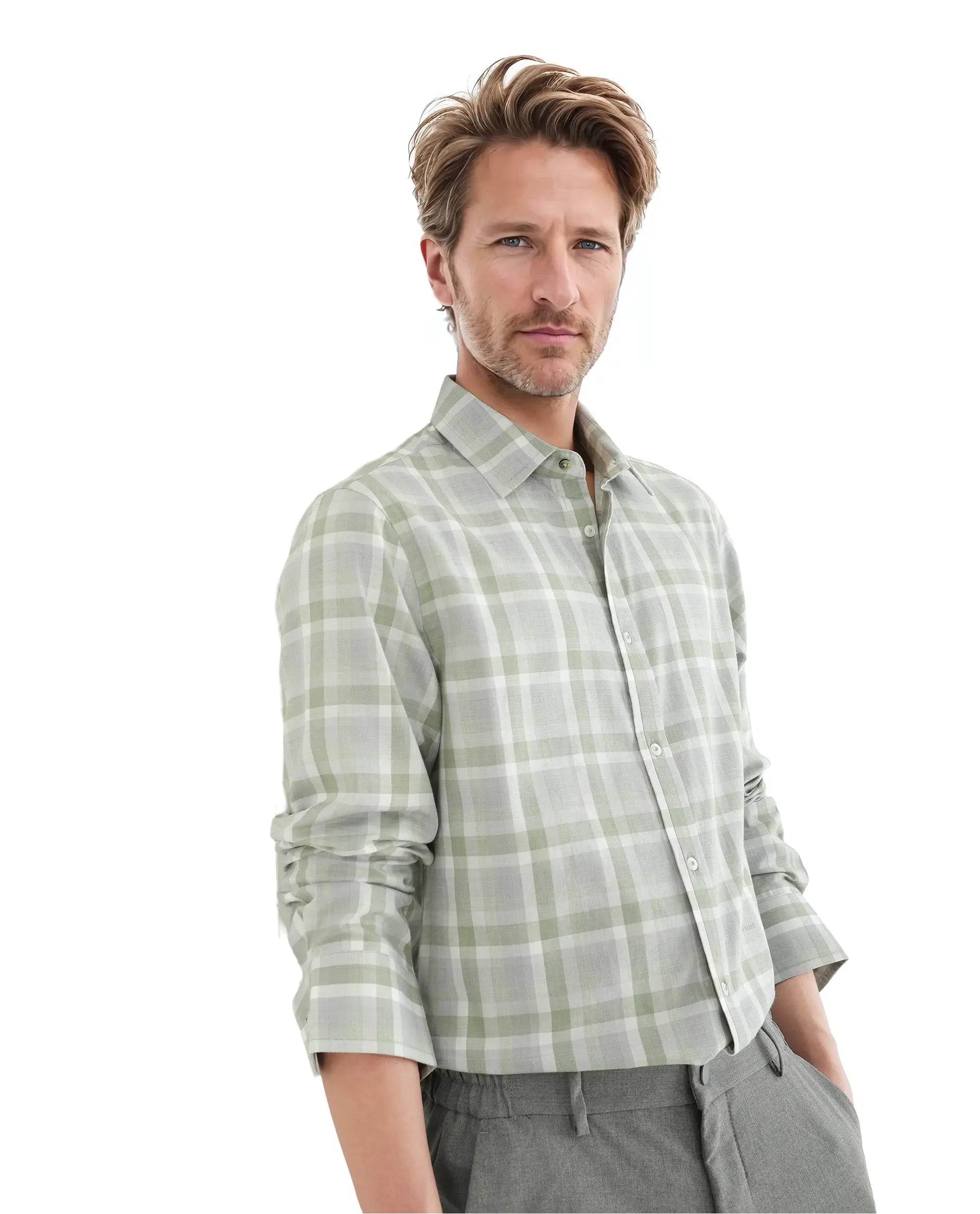 Rare Rabbit Men Zujo Pastel Green Cotton Poly Fabric Full Sleeves Regular Collared Button Closure Check Shirt