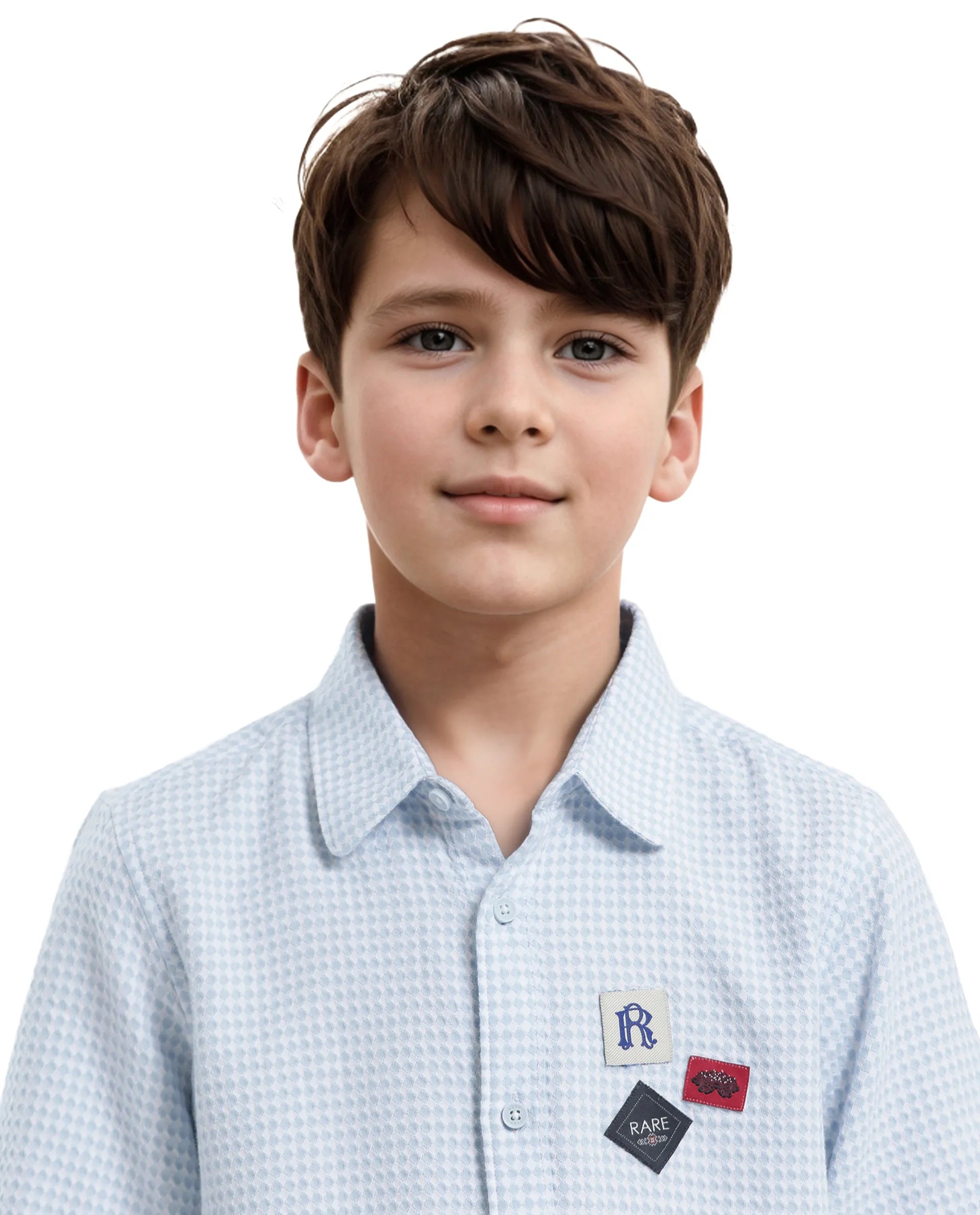 Rare Ones Kids Zygo Light Blue Cotton Half Sleeve Button Solid Regular Fit Shirt