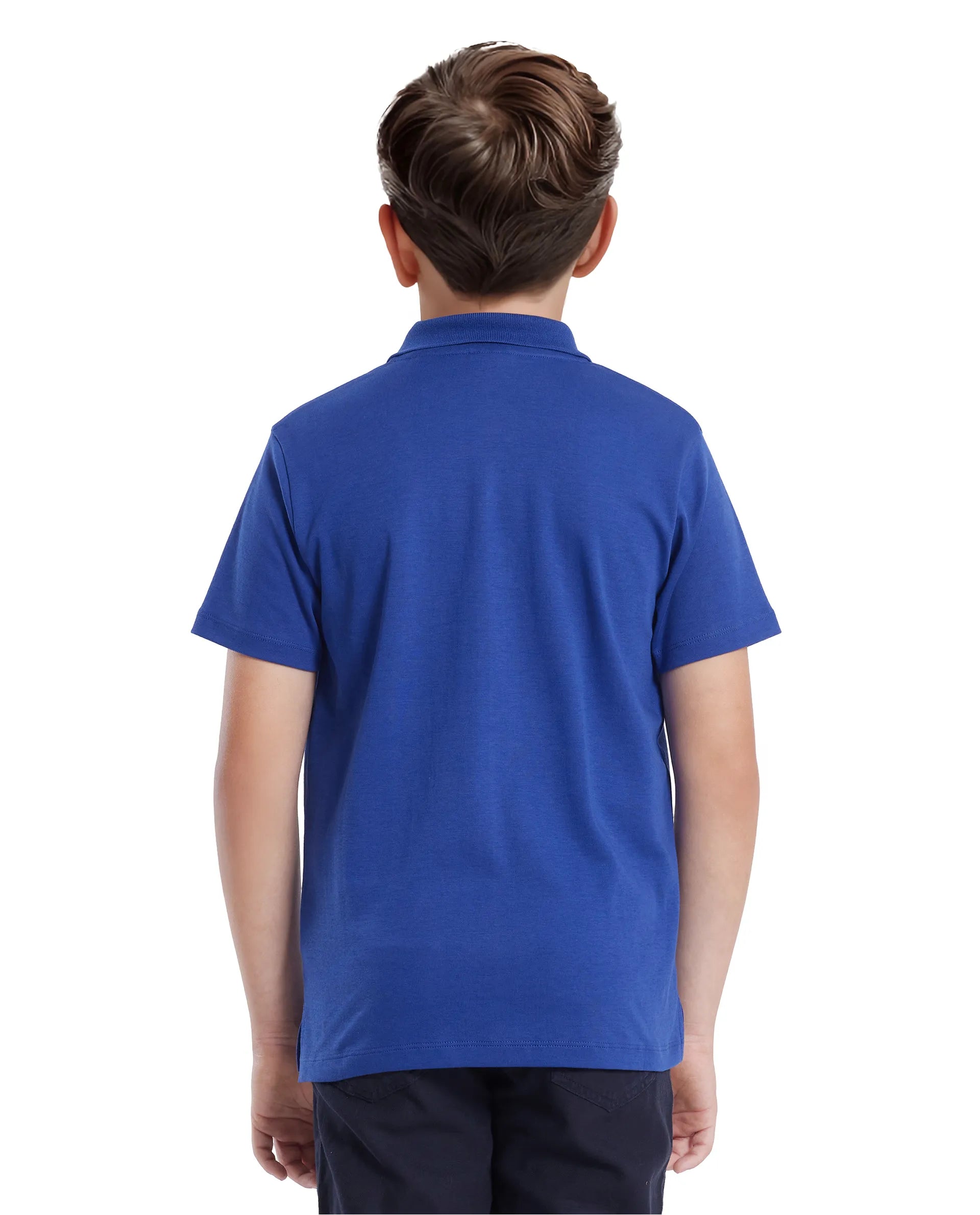 Rare Ones Kids Zyra Blue Cotton Half Sleeve Button Closure Printed Regular Fit Polo