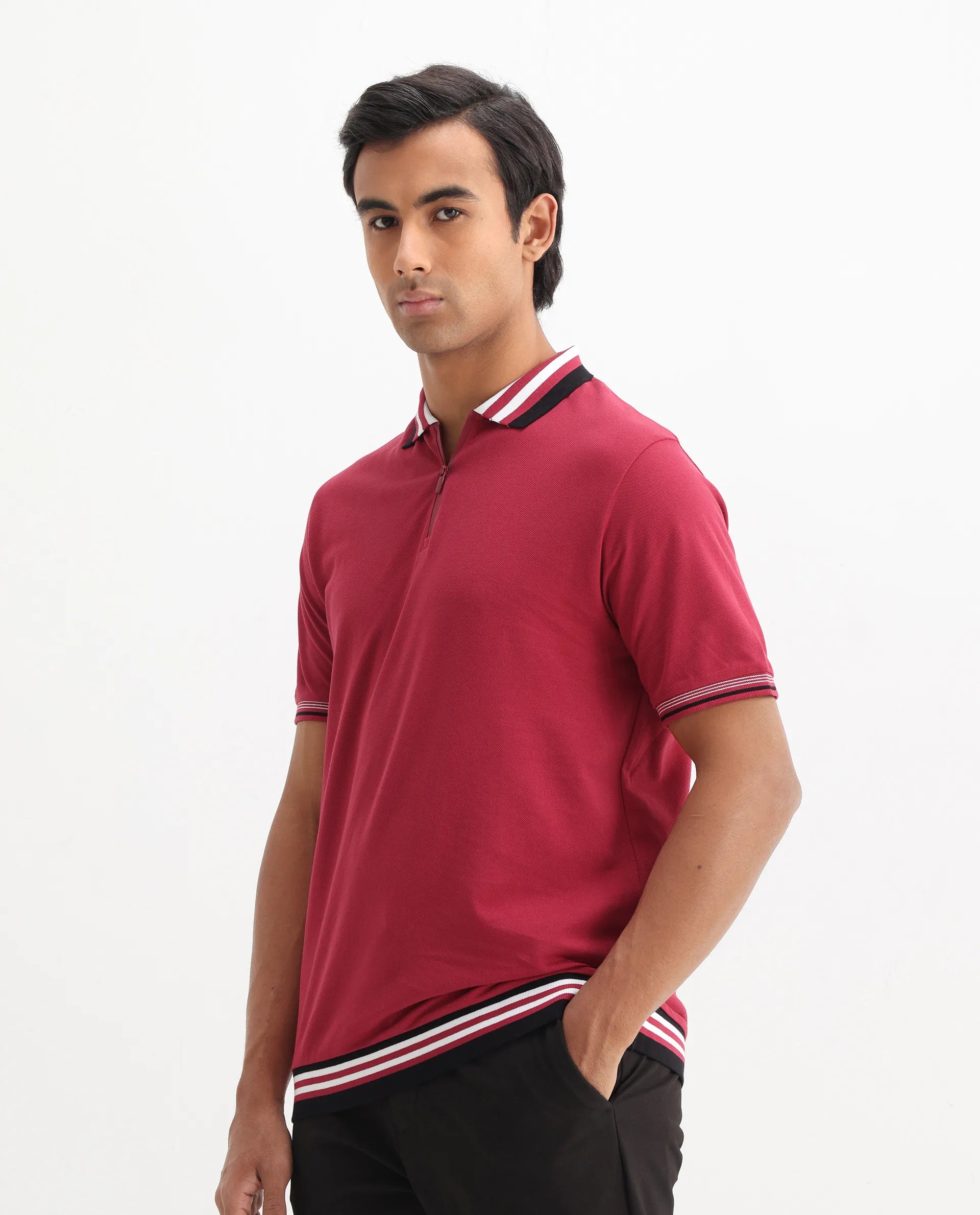 Rare Rabbit Men's Cotton Plain Regular Fit Half Sleeve Polo