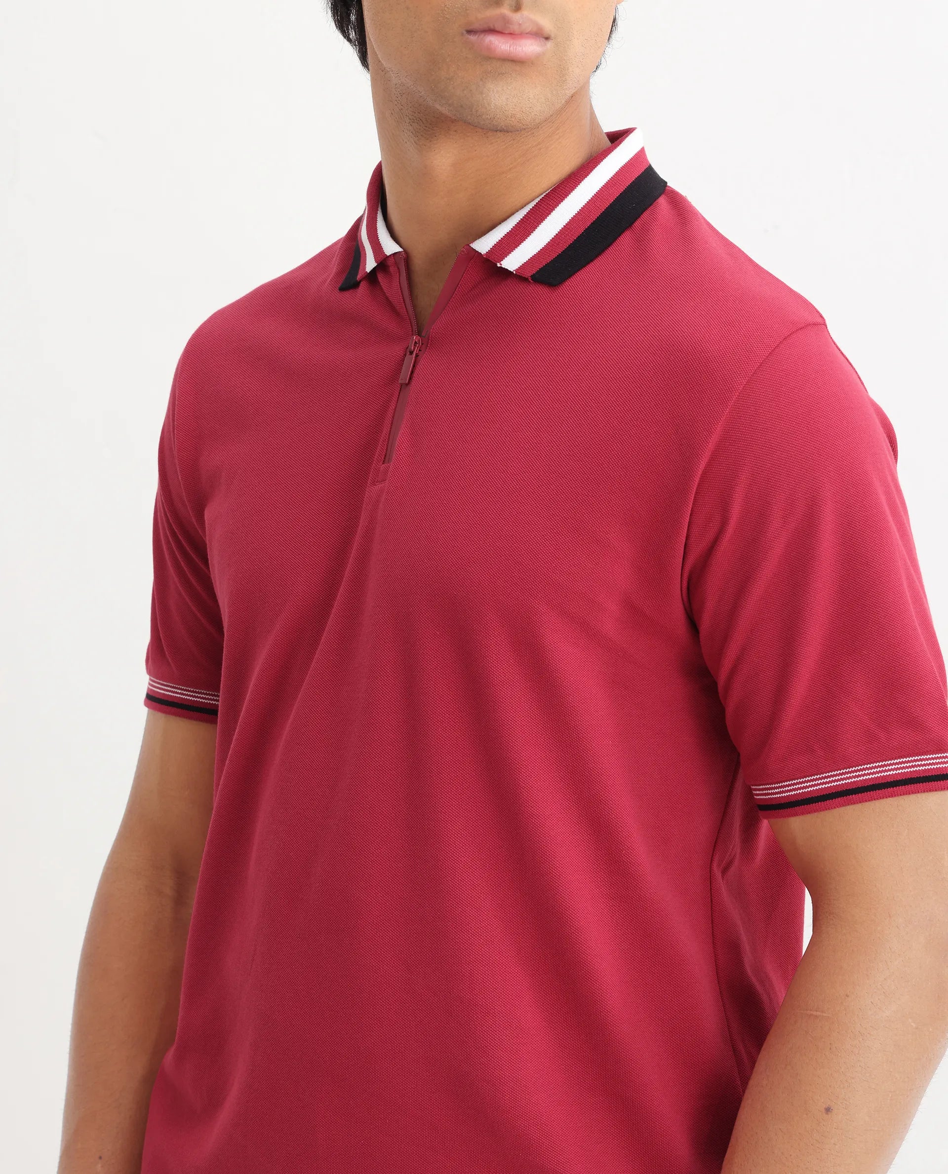 Rare Rabbit Men's Cotton Plain Regular Fit Half Sleeve Polo