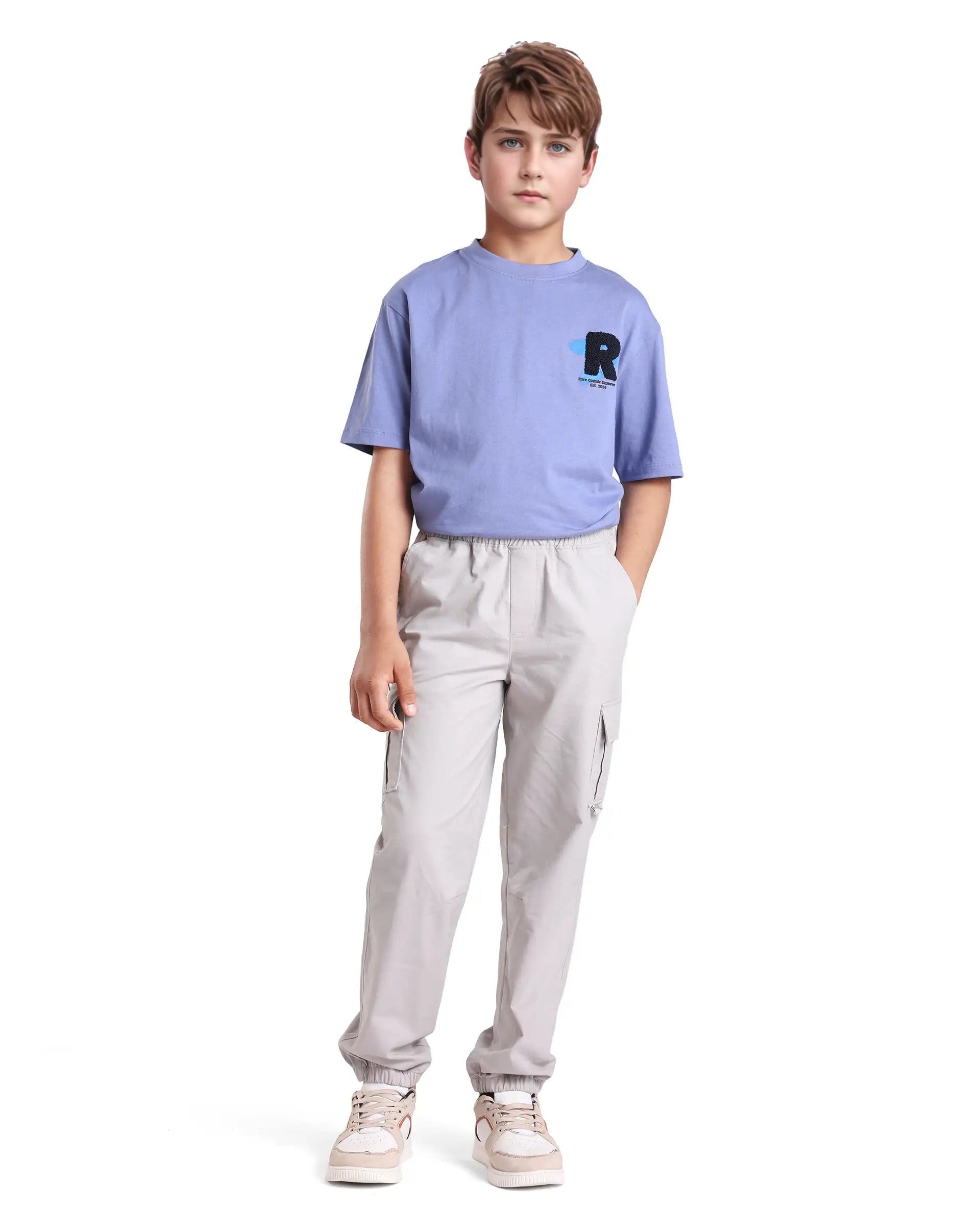 Rare Ones Kids Zash Grey Cotton Solid Button And Zip Closure Regular Fit Trouser