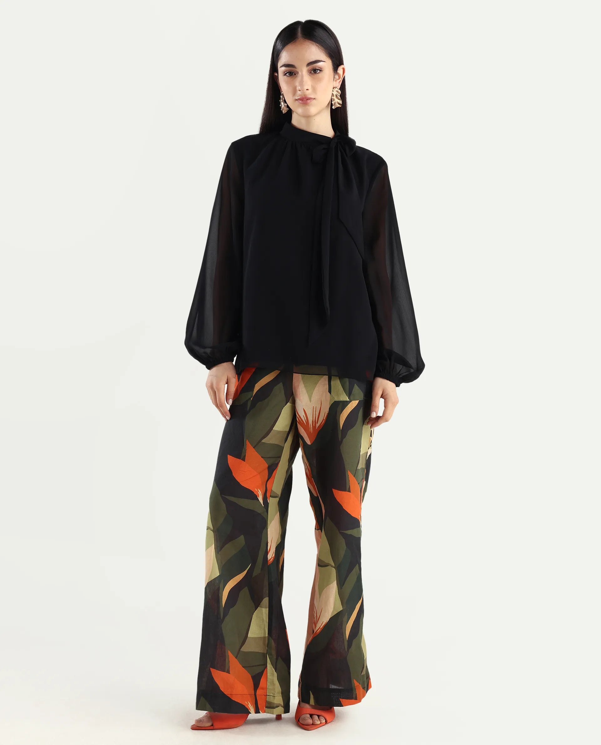 Rareism Women's Agenia-B Pastel Multi Cotton Blend Abstract Print Ankle Length Wide Trouser