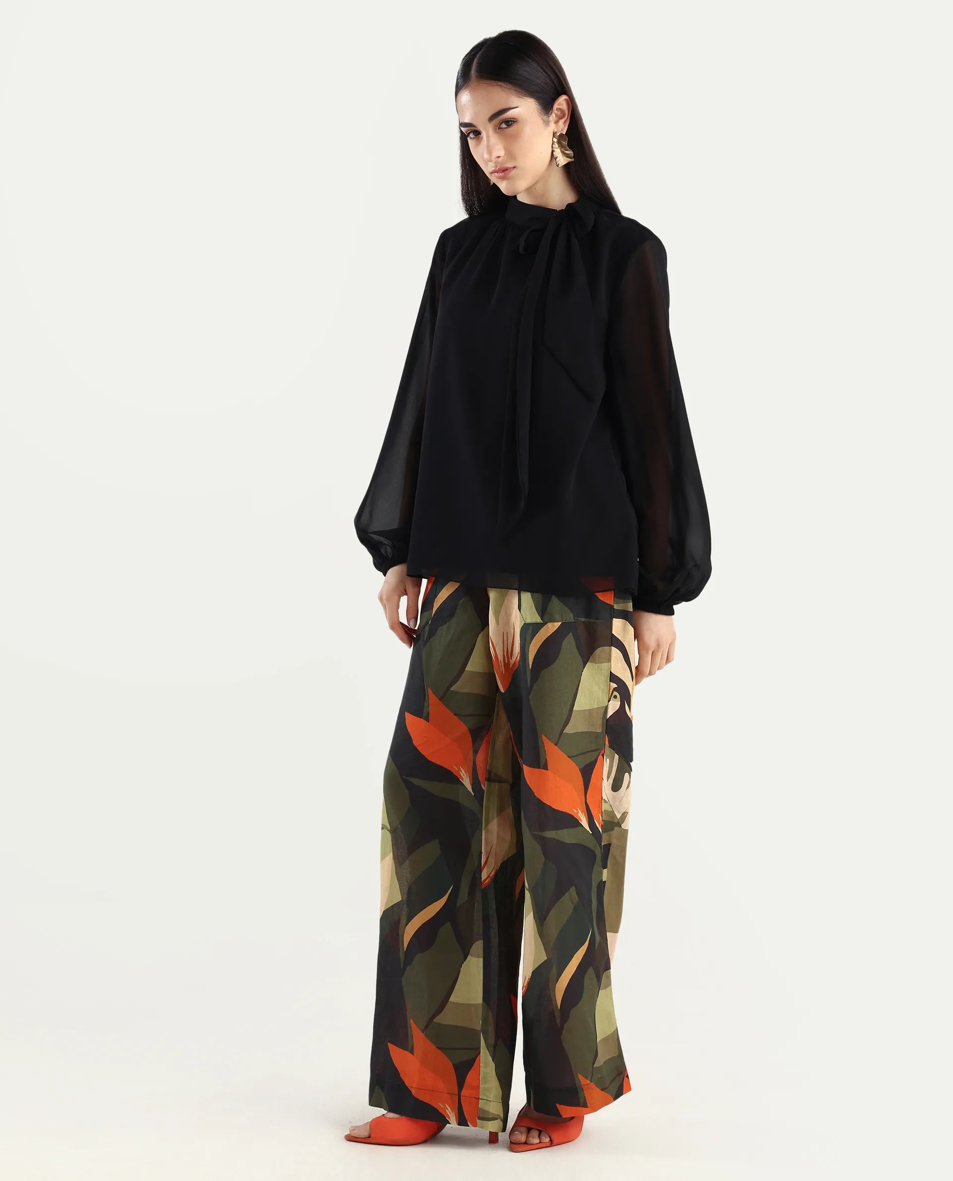 Rareism Women's Agenia-B Pastel Multi Cotton Blend Abstract Print Ankle Length Wide Trouser