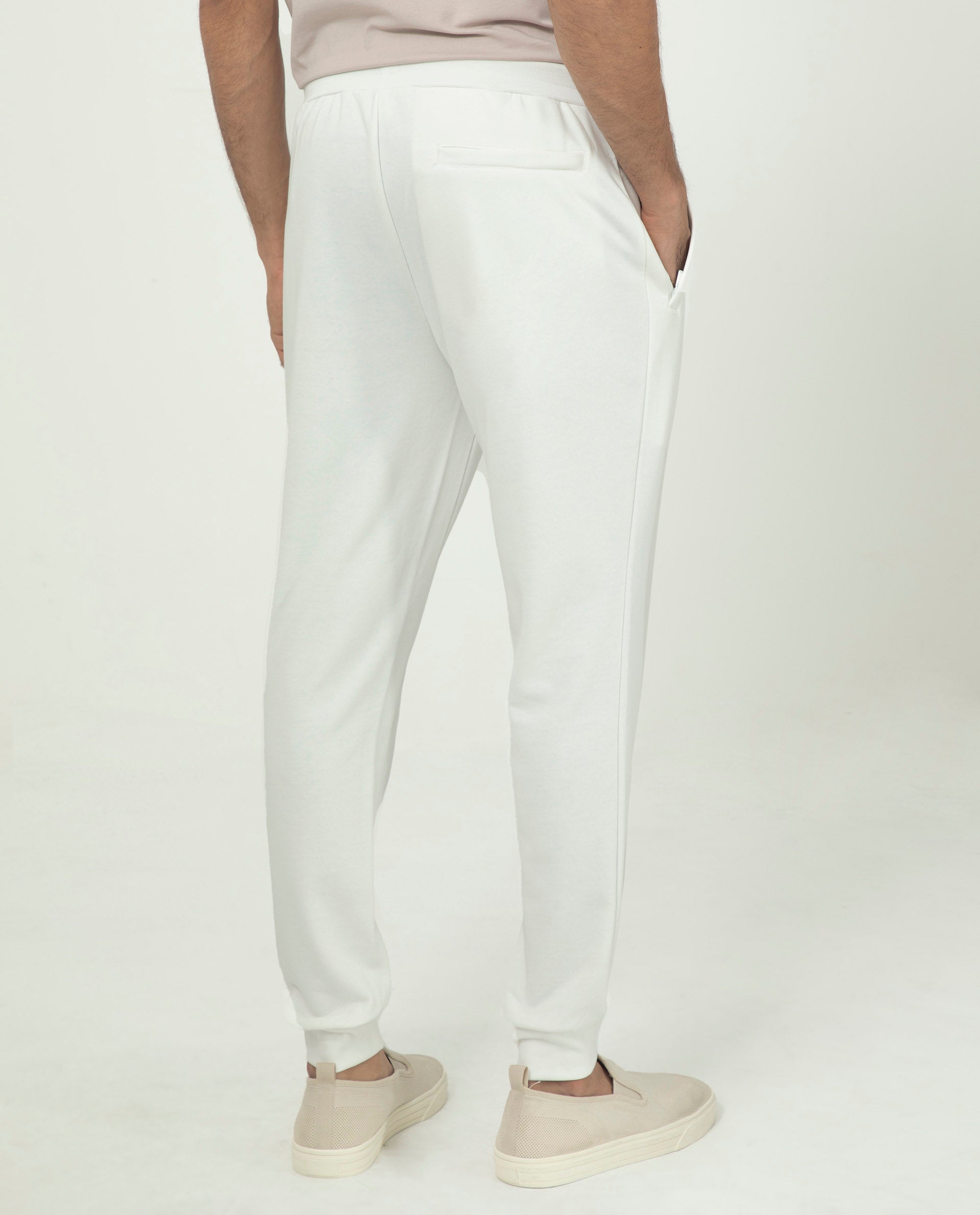 Rare Rabbit Men's Akagi Off White Cotton Polyester Fabric Drawstring Closure Regular Fit Mid Rise Trackpant