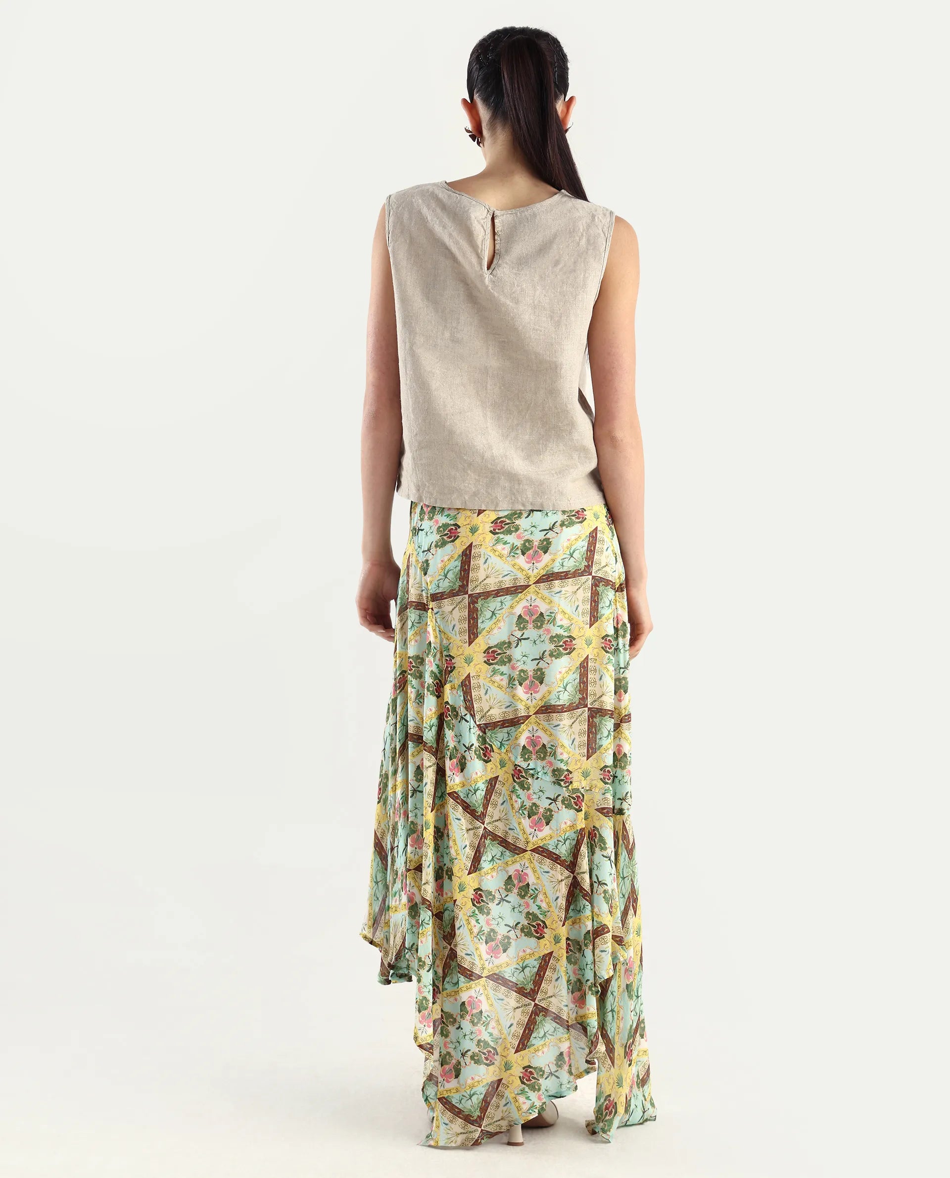 Rareism Women's Archibal-B Multi Rayon Abstract Print Maxi Fit And Flare Skirt