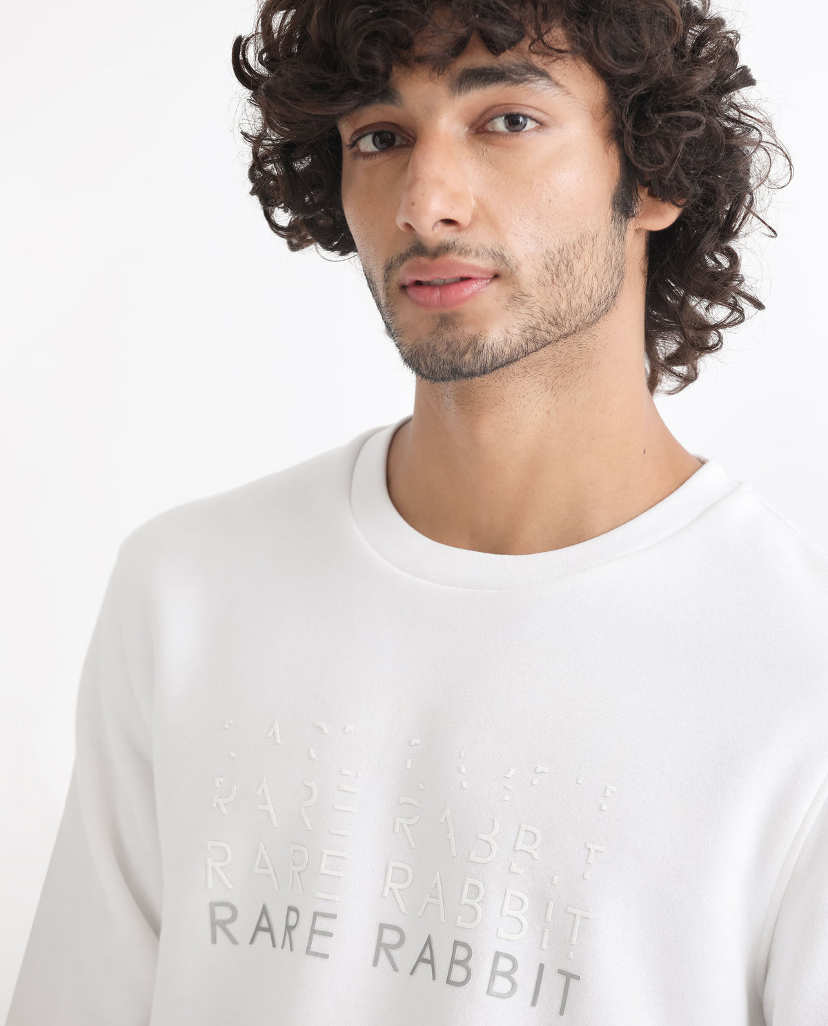 Rare Rabbit Mens Argyll White Sweatshirt Cotton Polyester Fabric Round Neck Knitted Full Sleeves Comfortable Fit