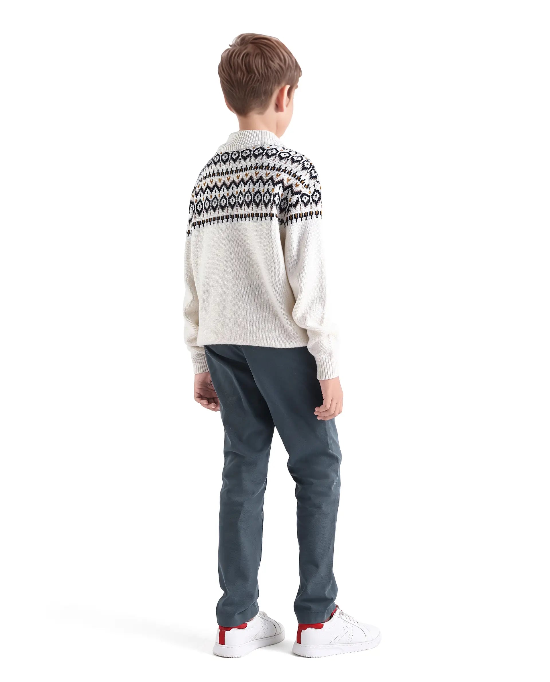 Rare Ones Kids Arne-K Dusky Blue Cotton Blend Solid Button Closure Regular Fit Trouser