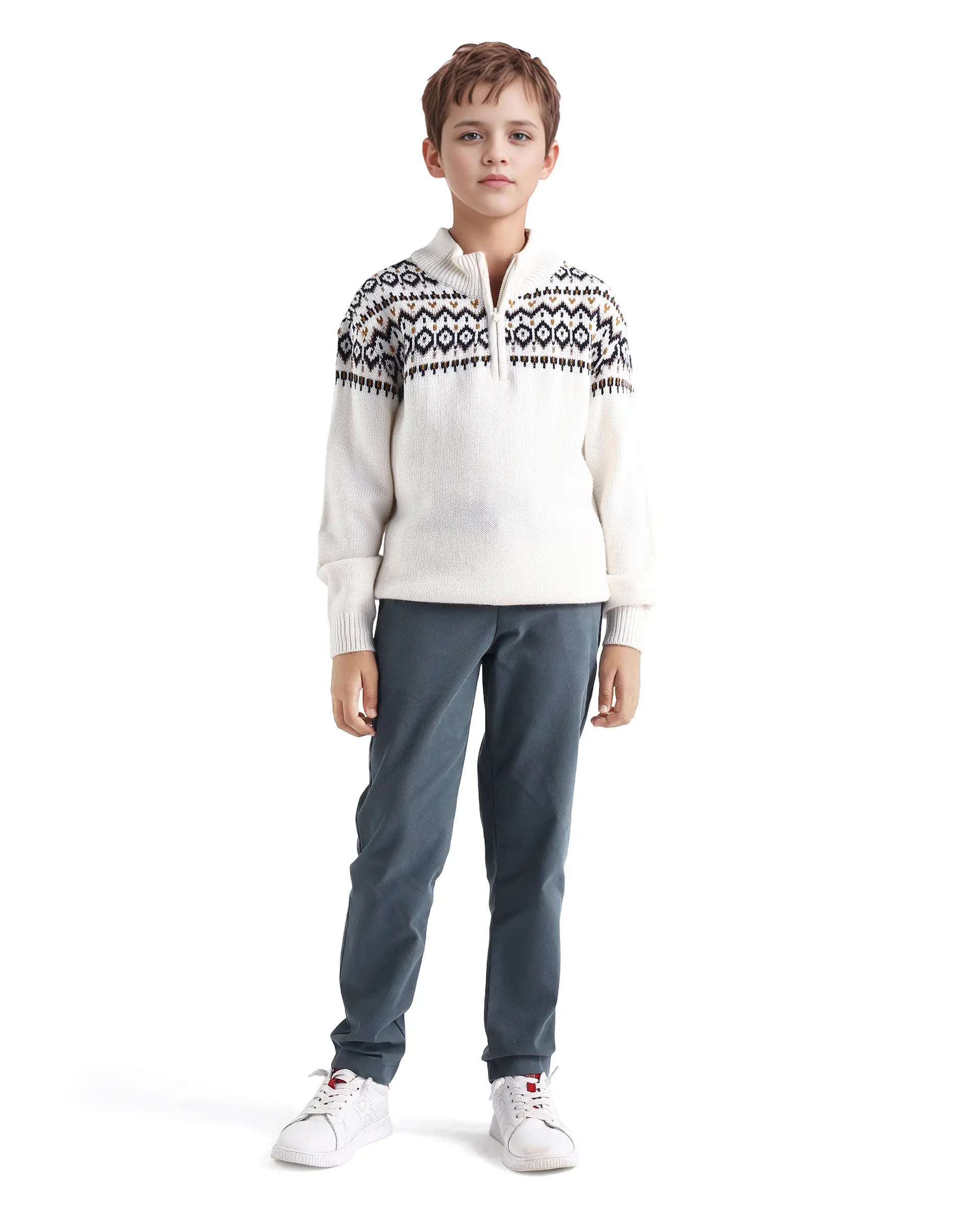 Rare Ones Kids Arne-K Dusky Blue Cotton Blend Solid Button Closure Regular Fit Trouser