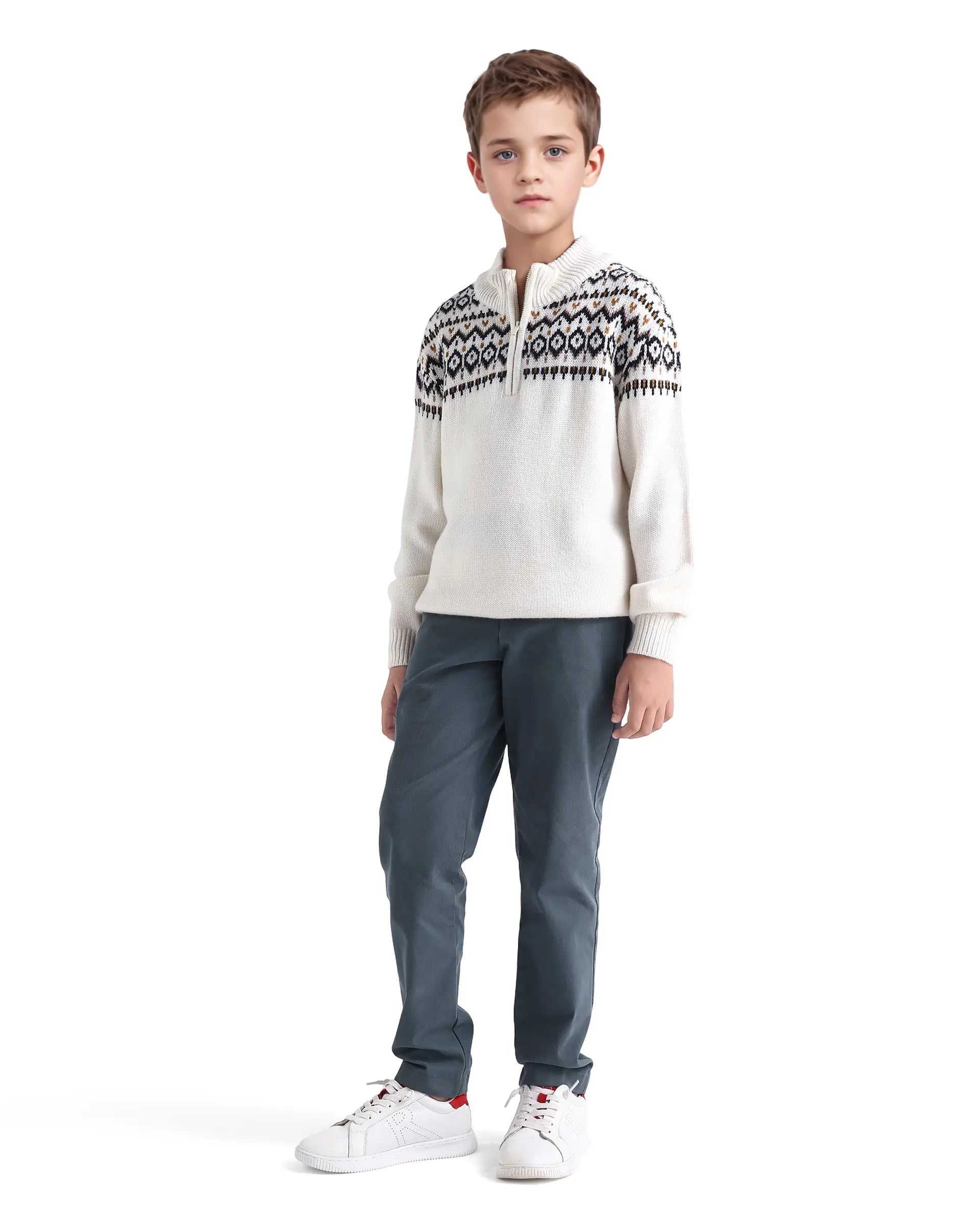 Rare Ones Kids Arne-K Dusky Blue Cotton Blend Solid Button Closure Regular Fit Trouser