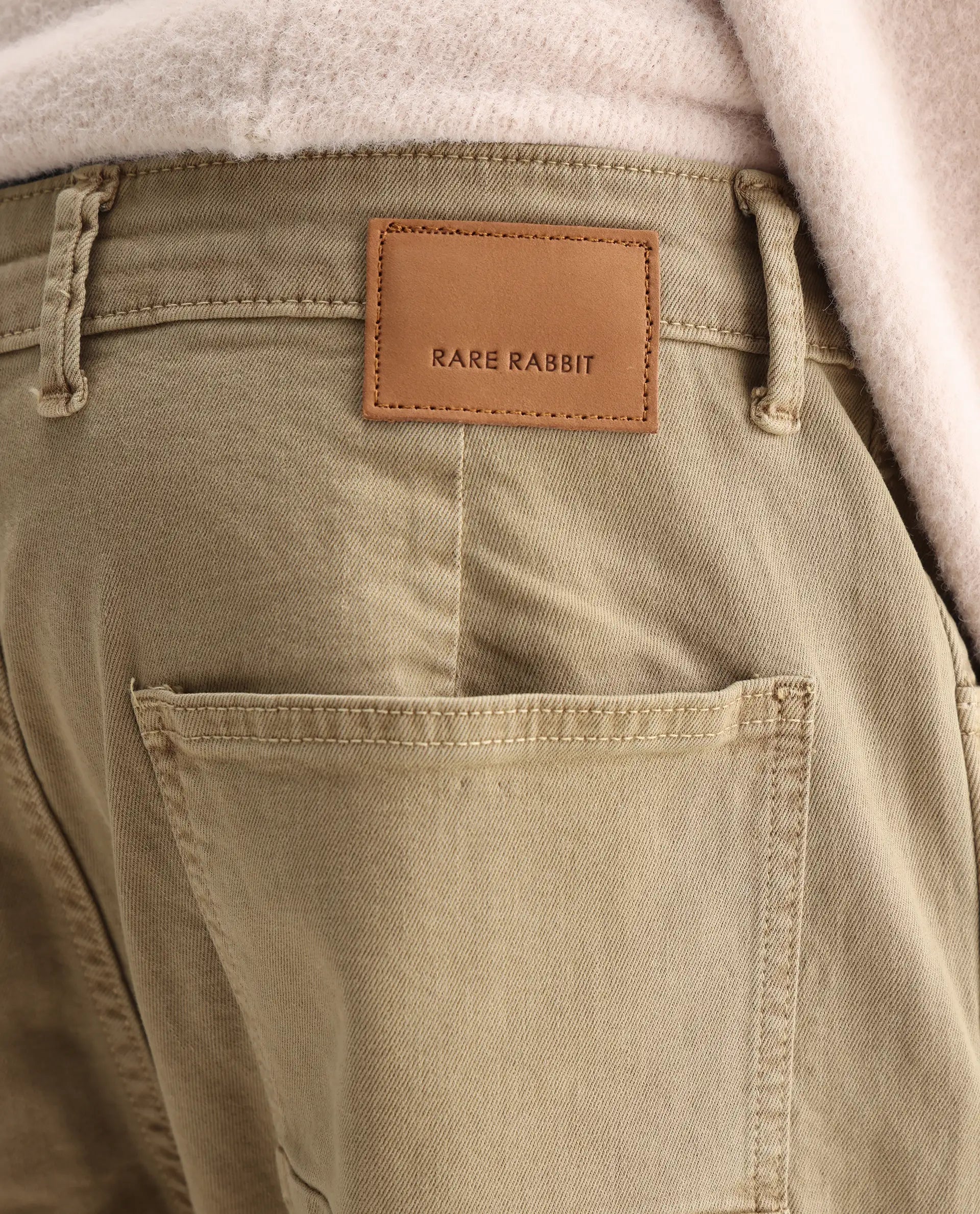 Rare Rabbit Men's Arni Khaki Cotton Plain Relaxed Fit Jeans