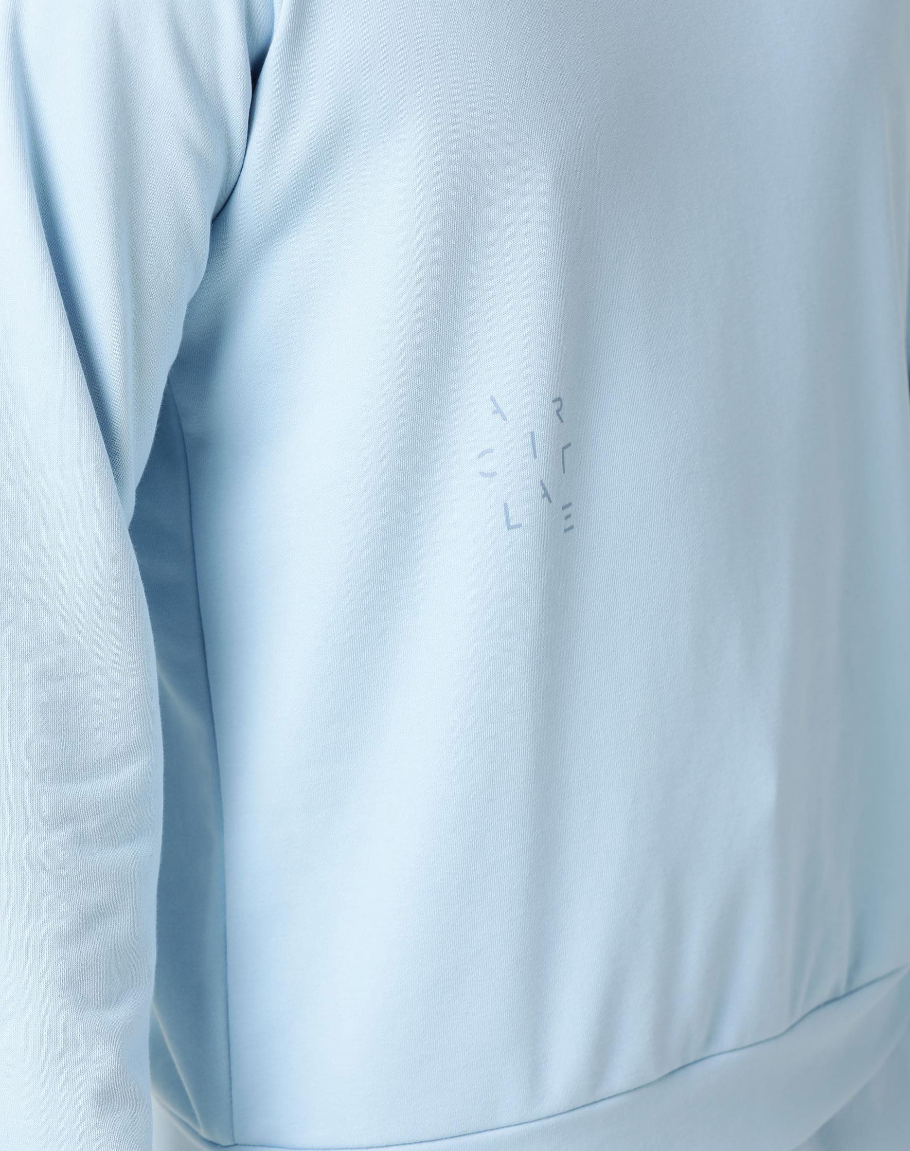 Rare Rabbit Articale Men's Arum Clear Blue Cotton Fabric Full Sleeves Solid Sweatshirt