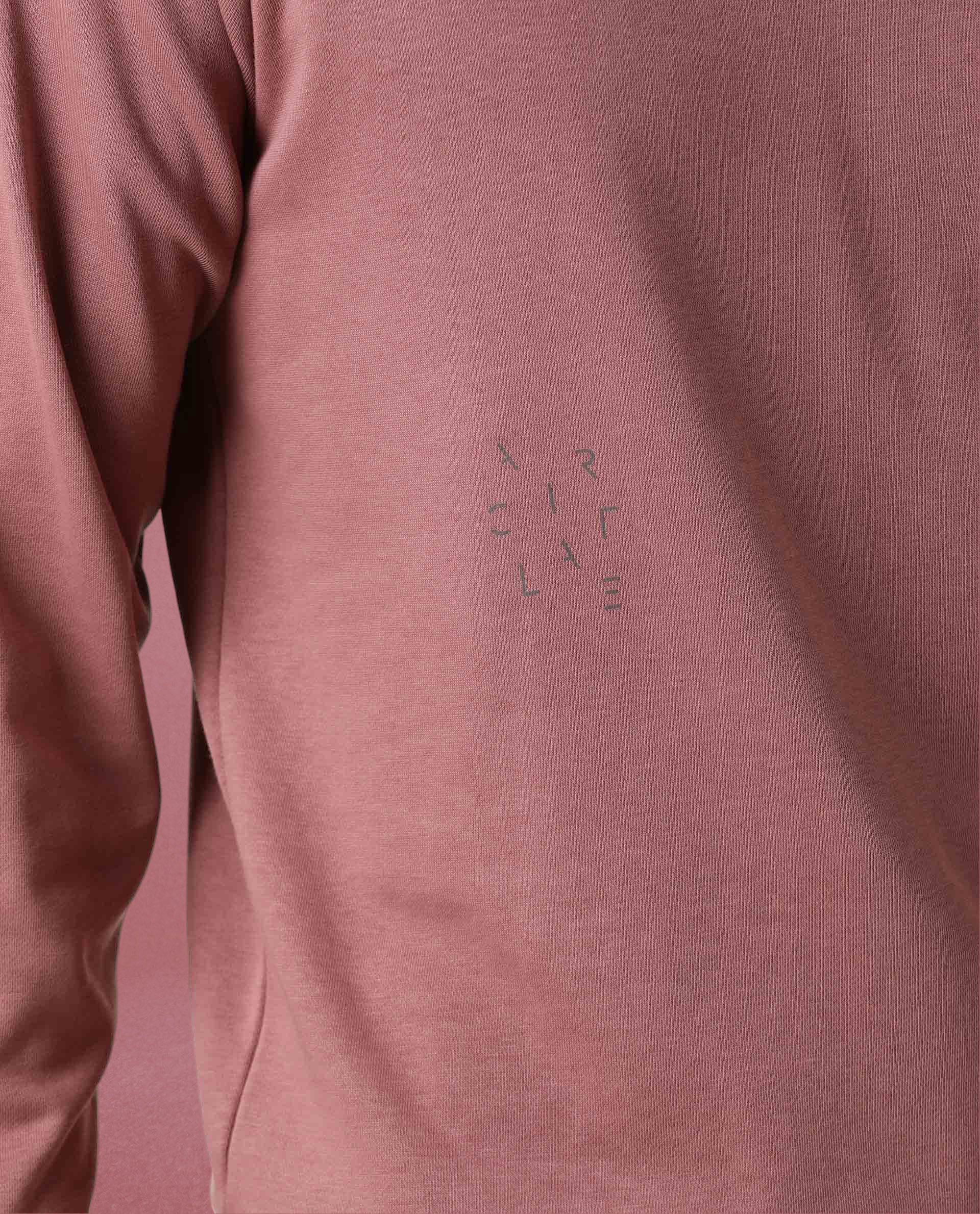 Rare Rabbit Articale Men's Arum Clay Pink Cotton Fabric Full Sleeves Solid Sweatshirt