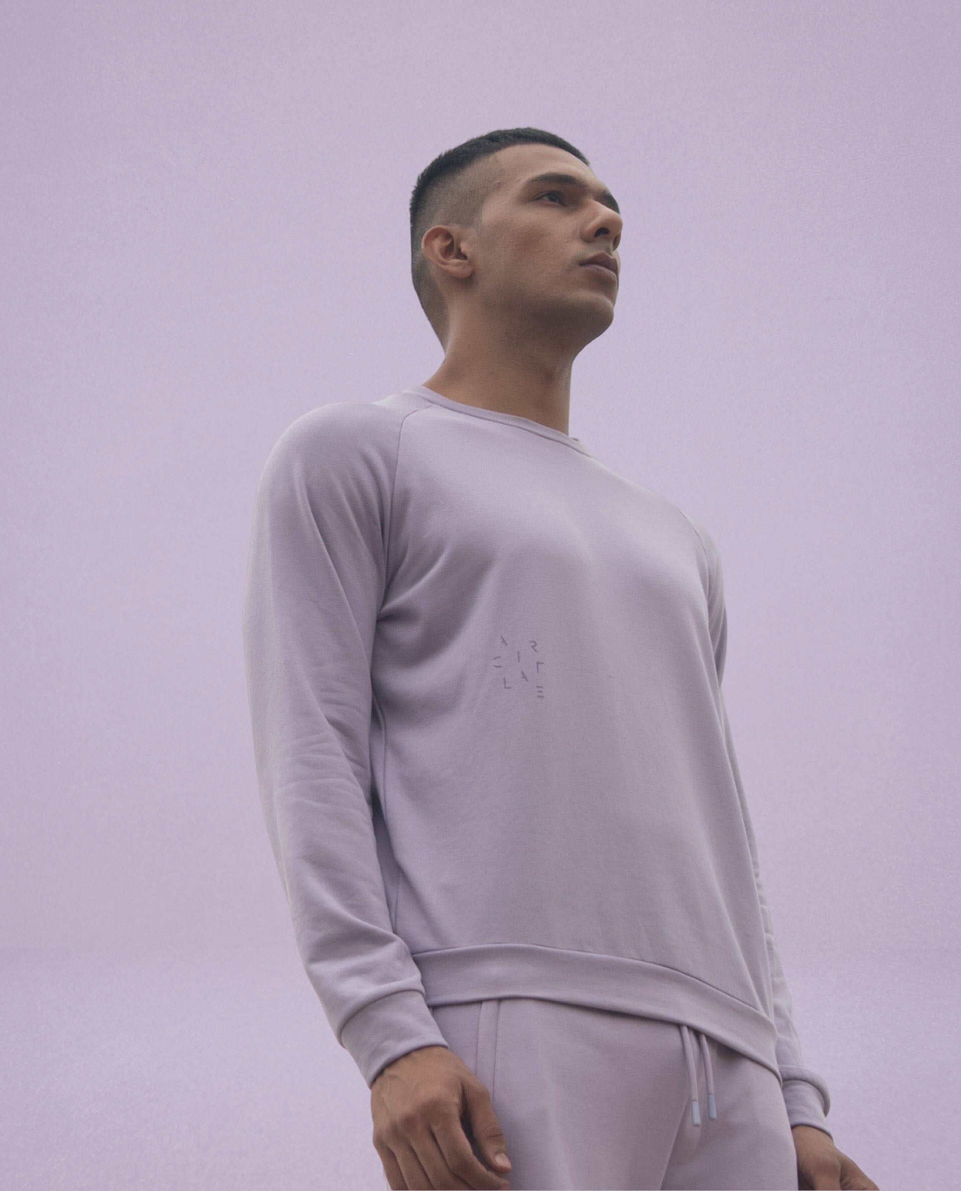 Rare Rabbit Articale Men's Arum Powder Lilac Cotton Fabric Full Sleeves Solid Sweatshirt