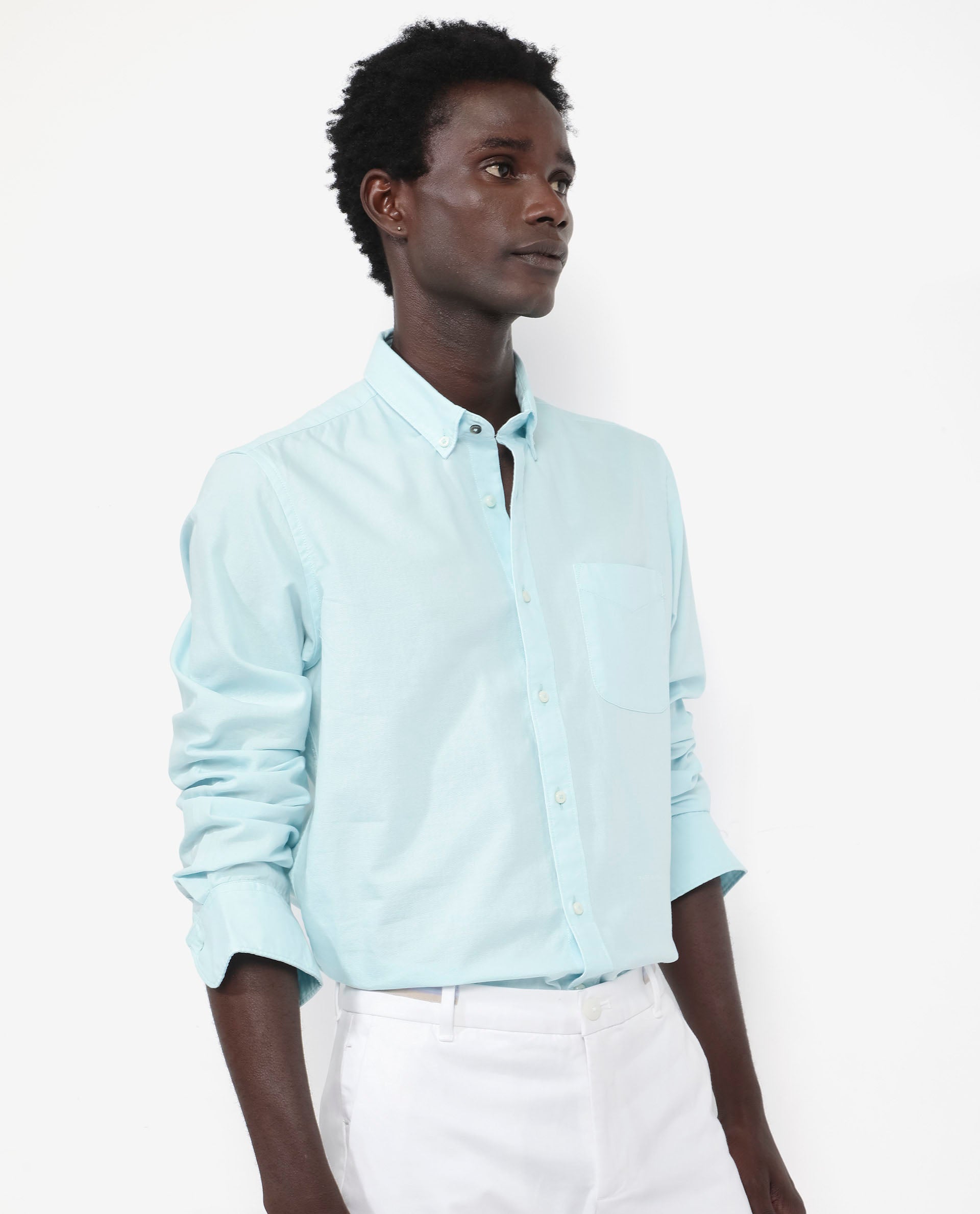 Rare Rabbit Men's Auxfo Turq Cotton Fabric Full Sleeves Solid Formal Shirt