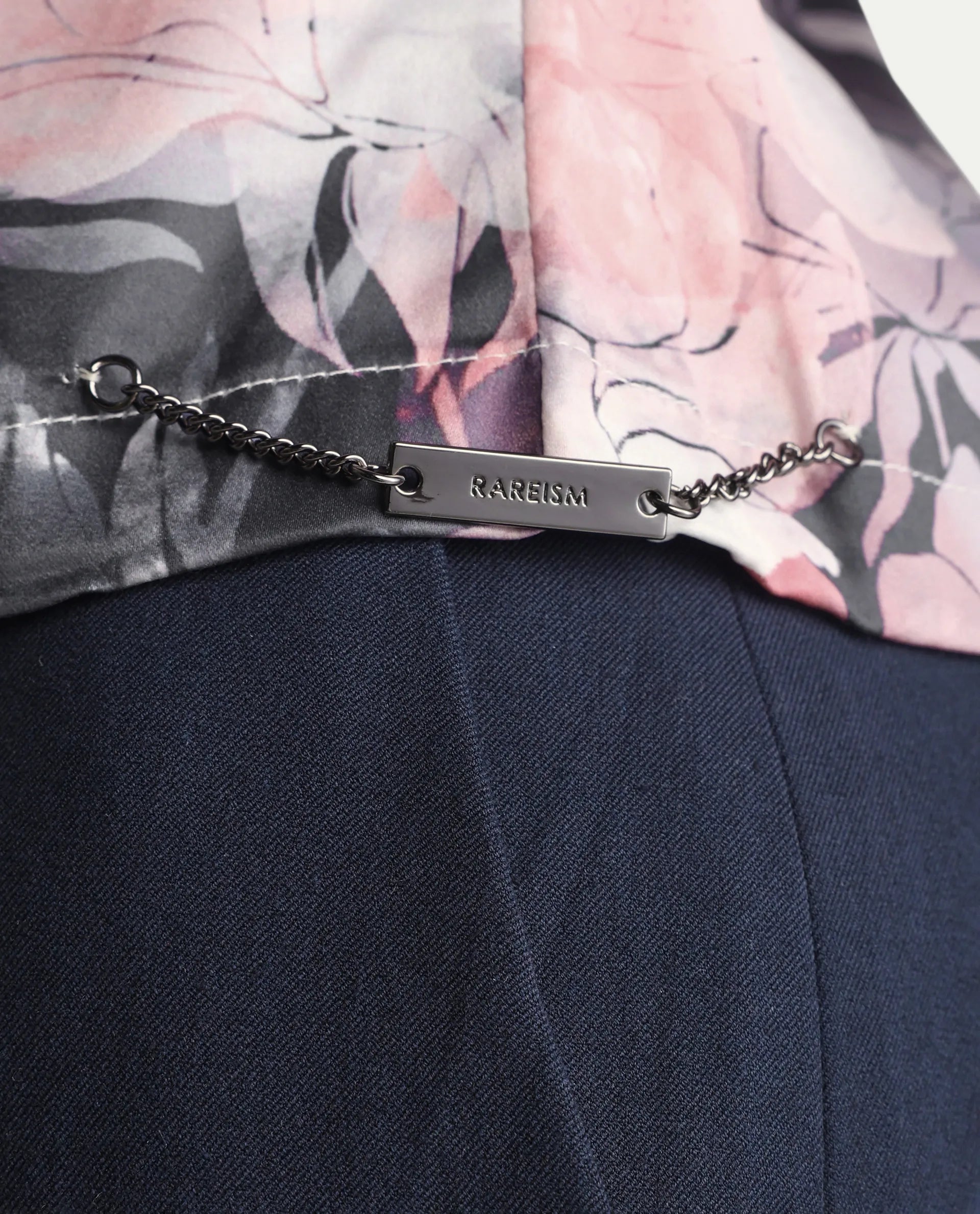 Rareism Women's Aydino Multi Satin Crew Neck Floral Print Crop Regular Fit Top