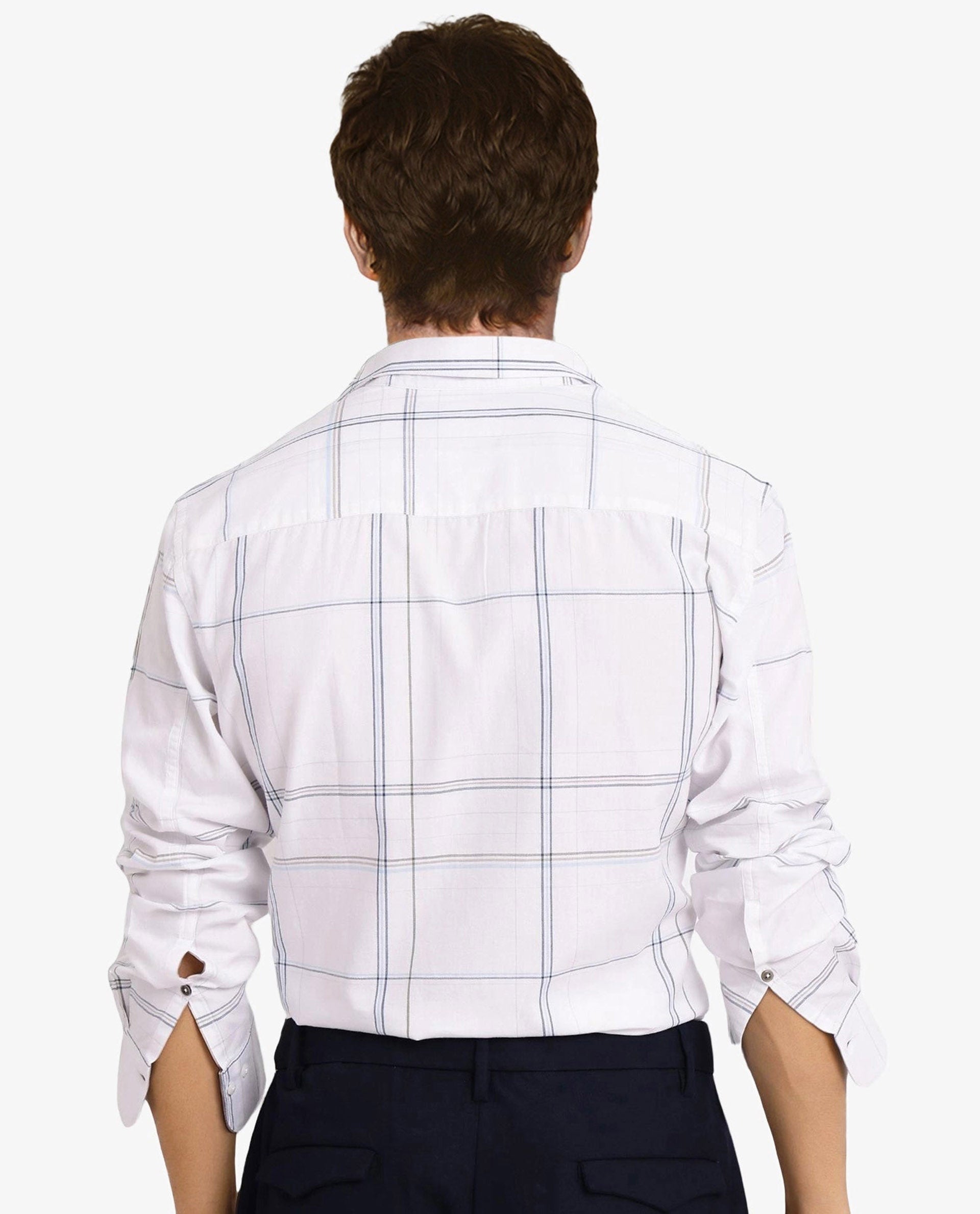 Rare Rabbit Men Banjo White Full Sleeve Collared Neck Button Closure Regular Fit Checks Shirt