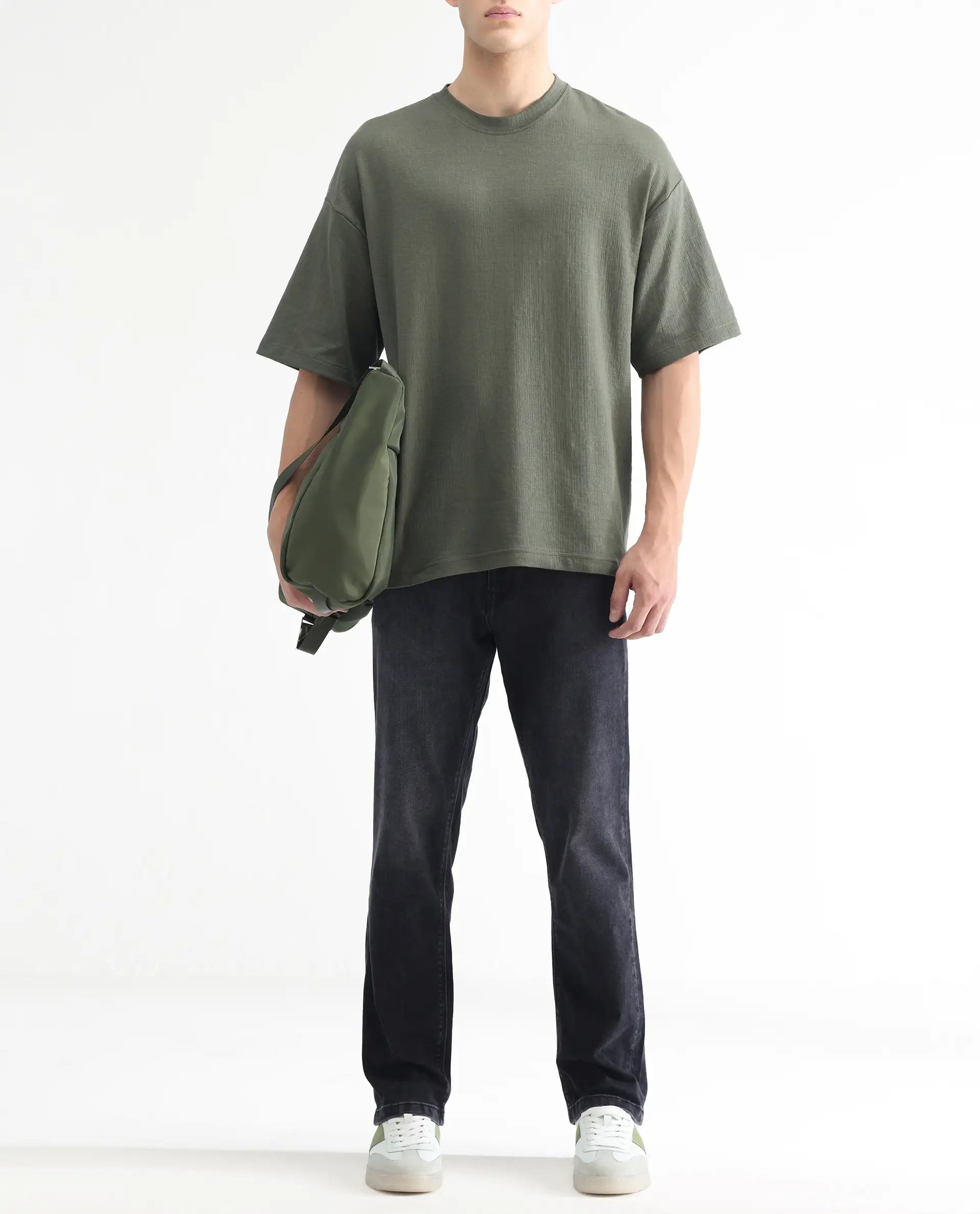 Rare Rabbit Men's Batten Grey Cotton Plain Hawk Slim Fit Jeans