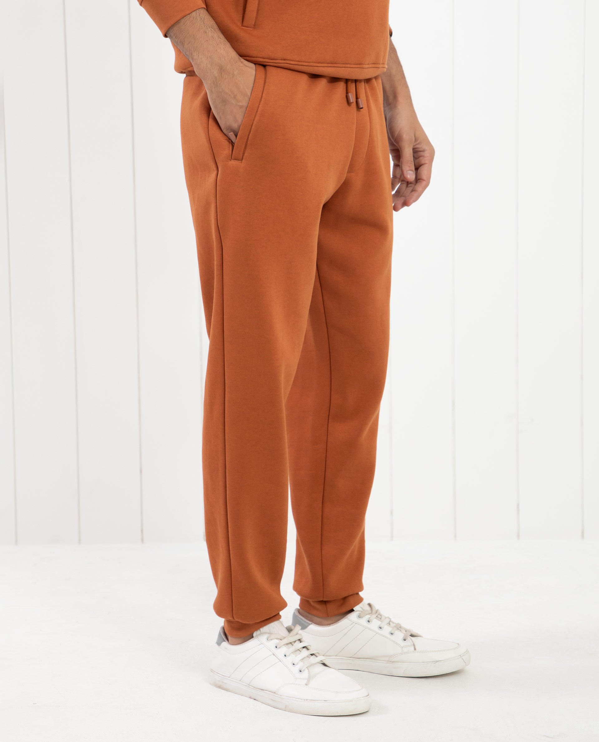 Rare Rabbit Men's Bifrost Rust Cotton Polyester Fabric Drawstring Closure Regular Fit Mid Rise Trackpant