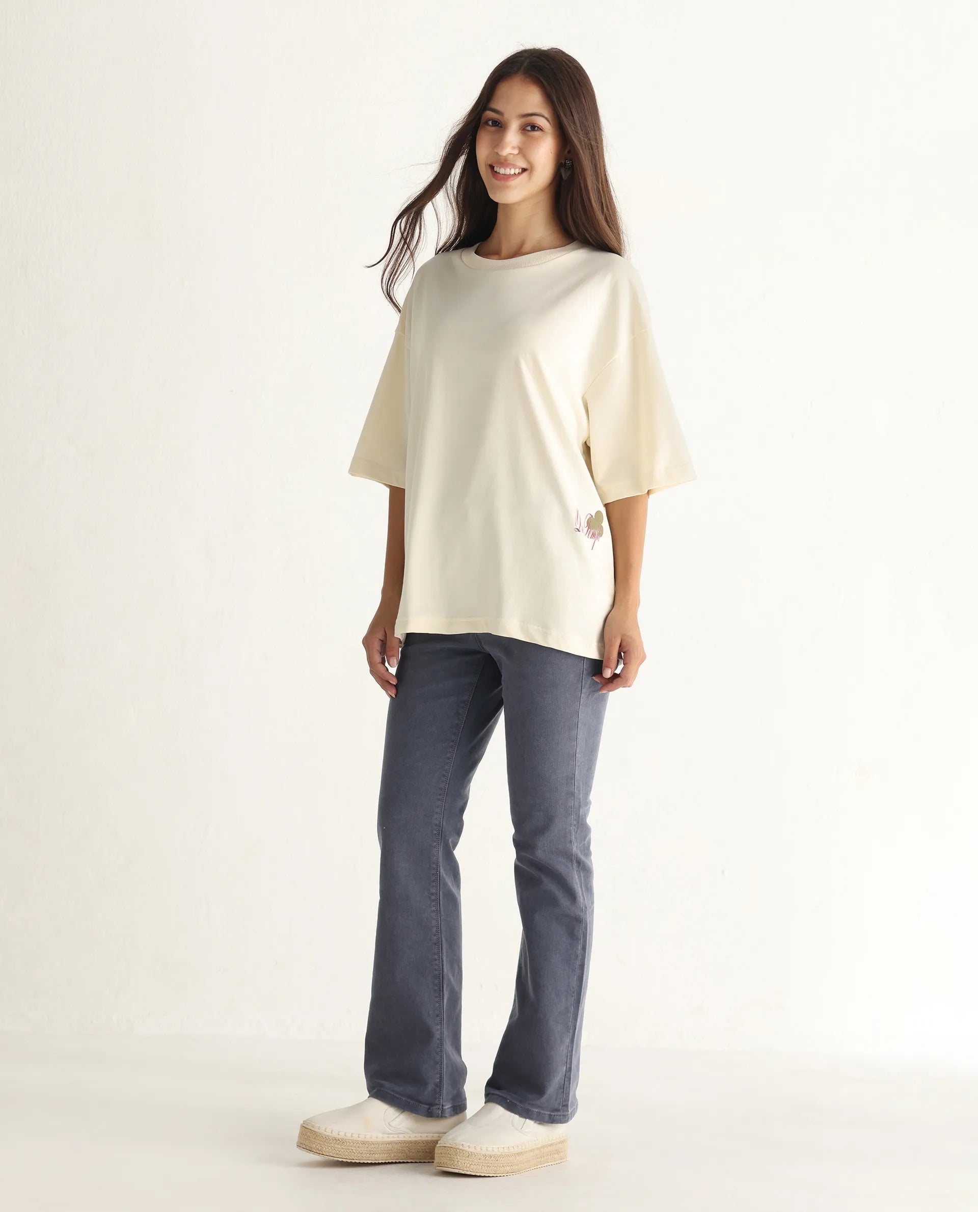 Rareism Women's Booter Grey Cotton Blend Plain Ankle Length Slim Fit Jeans