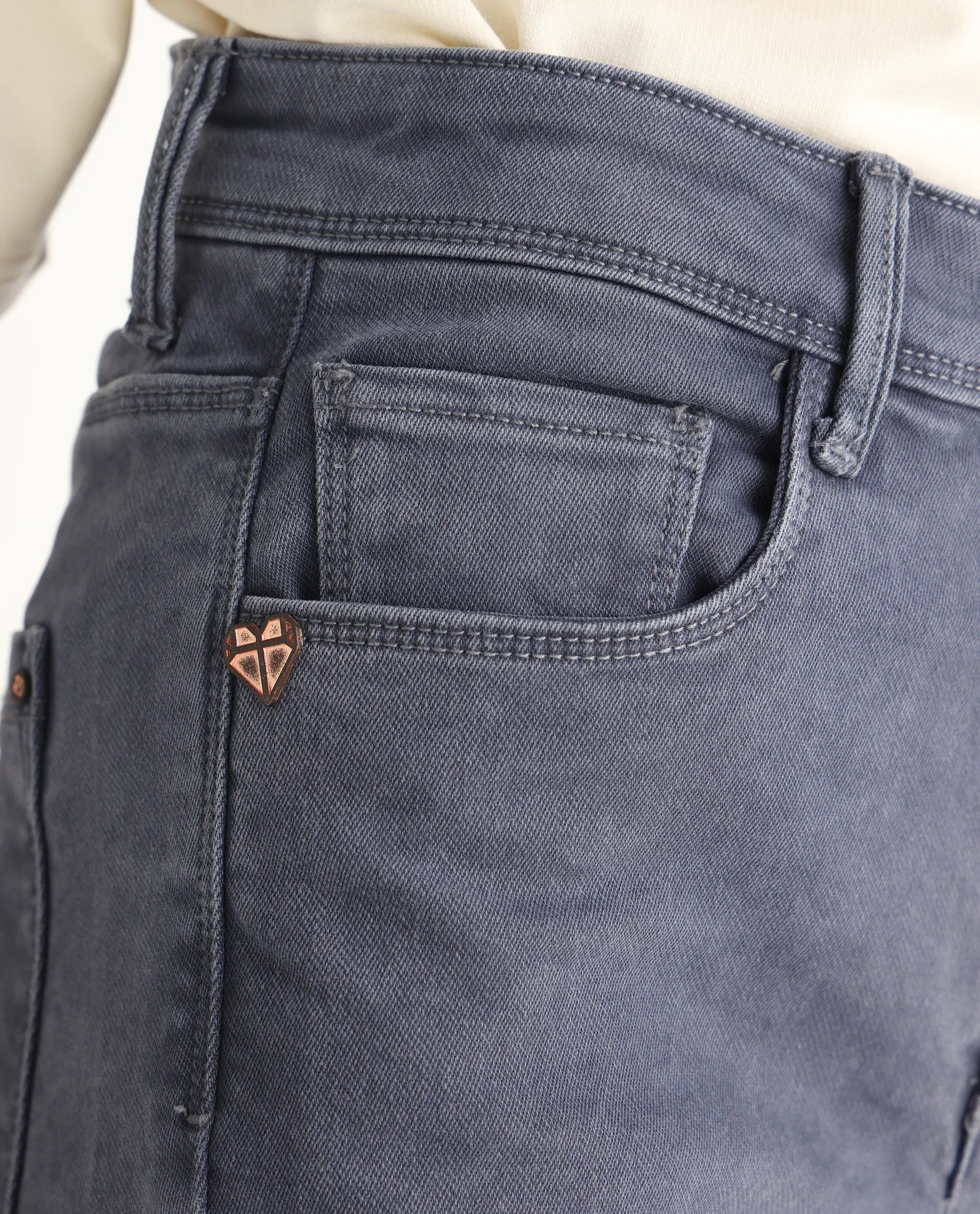 Rareism Women's Booter Grey Cotton Blend Plain Ankle Length Slim Fit Jeans