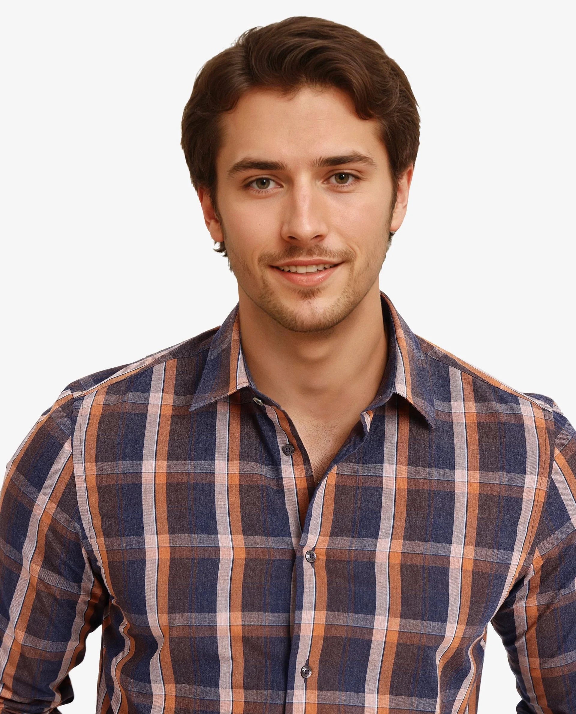 Rare Rabbit Men Bou Navy Cotton Polyester Fabric Full Sleeve Collared Neck Button Closure Regular Fit Checks Shirt