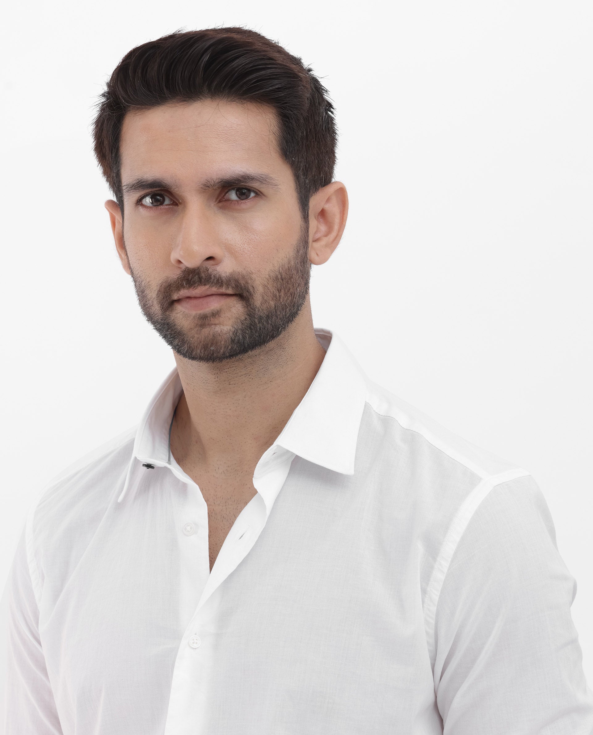 Rare Rabbit Mens Cambo White Cambric Fabric Full Sleeve Solid Shirt