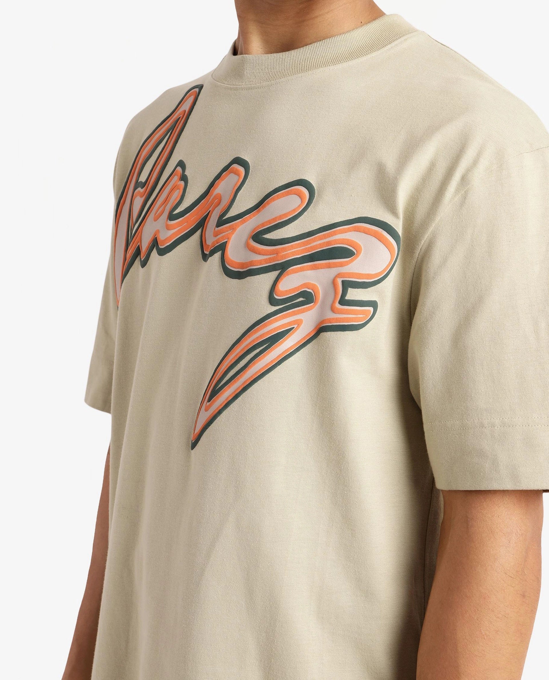 Rare Rabbit Men Casse Pastel Green Short Sleeve Crew Neck Oversized Fit Printed T-Shirt