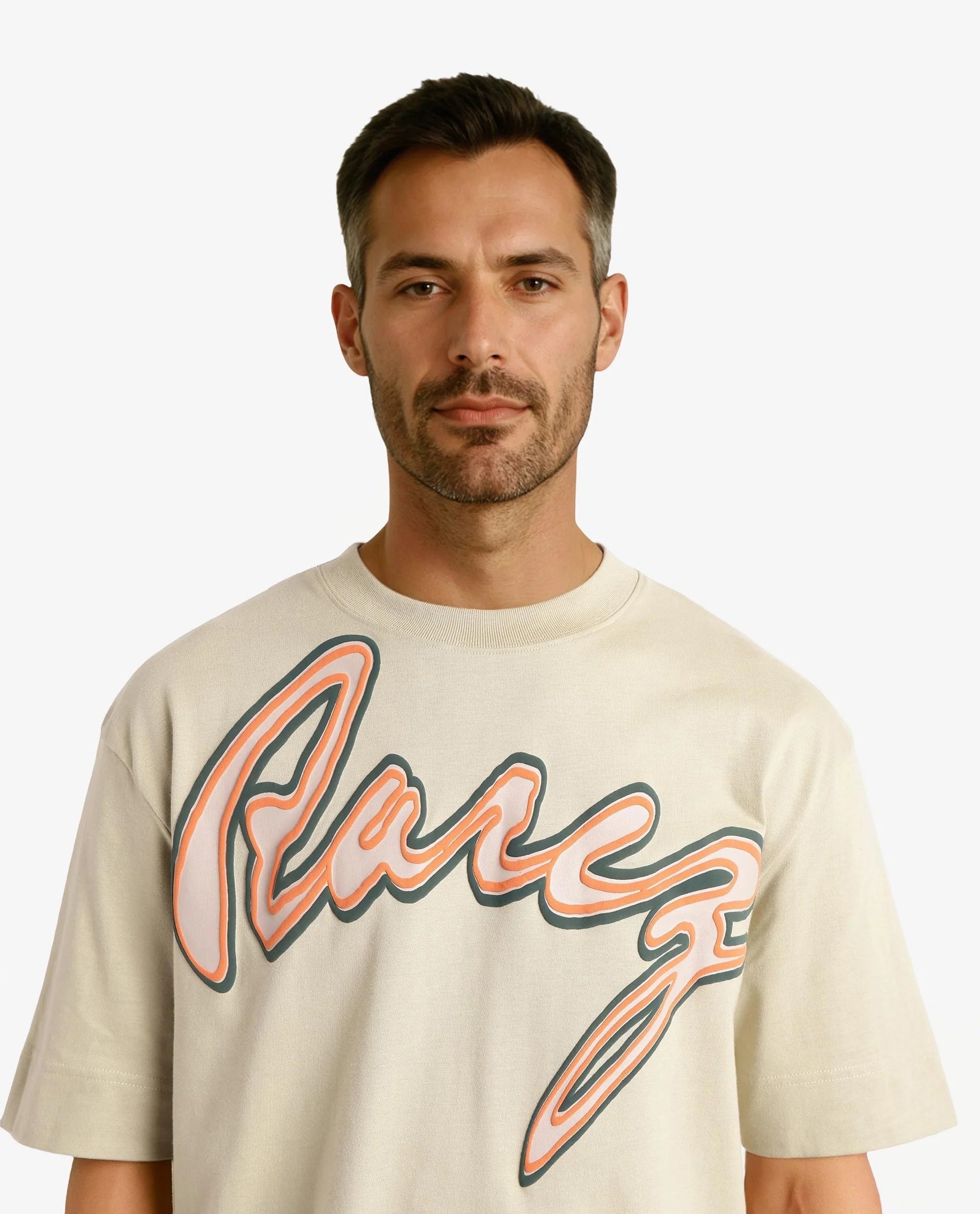 Rare Rabbit Men Casse Pastel Green Short Sleeve Crew Neck Oversized Fit Printed T-Shirt