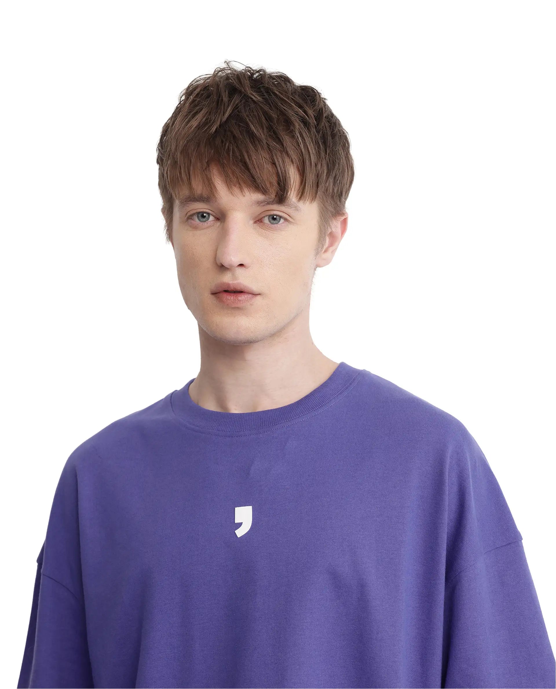 Rare Rabbit Men Chile Purple Cotton Fabric Short Sleeve Crew Neck Oversized Fit Graphic Print T-Shirt