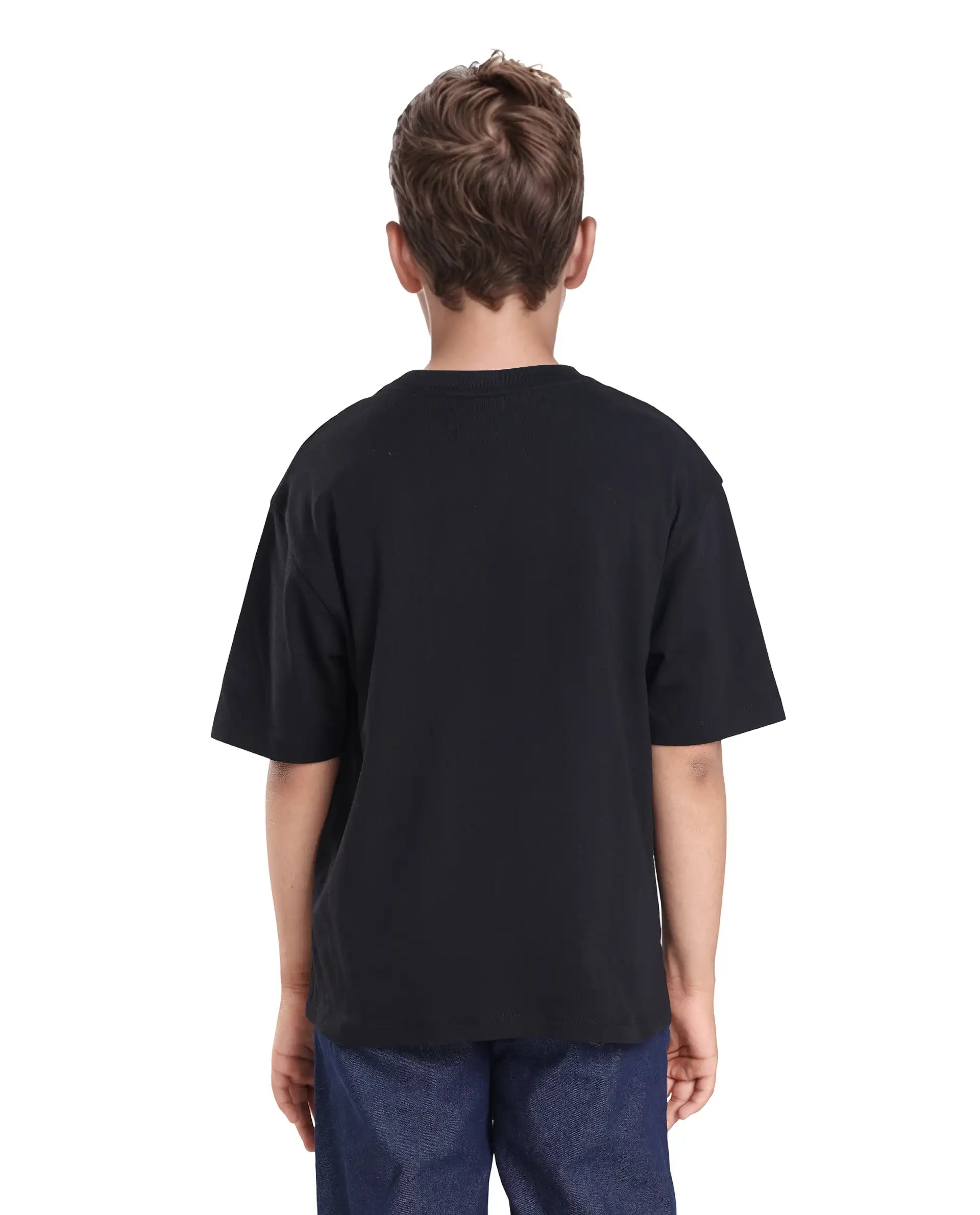 Rare Ones Kids Comet Black Cotton Printed Slip-On Oversized Fit T-Shirt