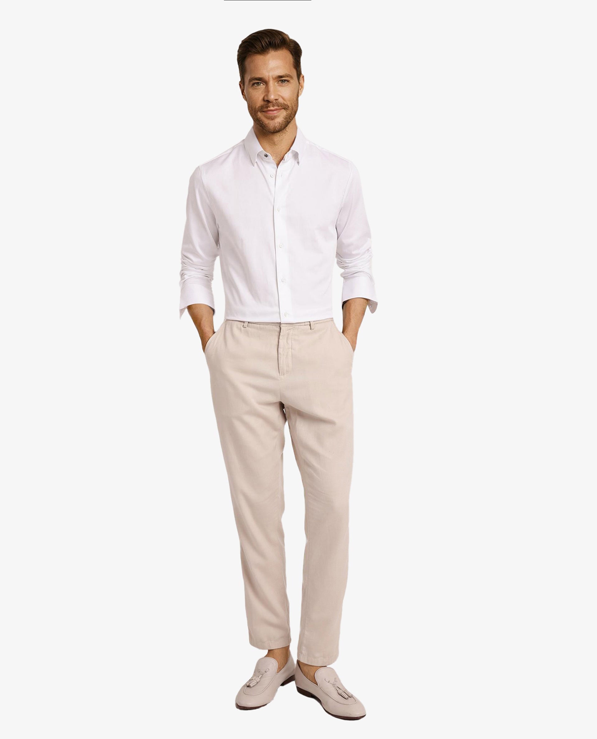 Rare Rabbit Men Como-5 White Cotton Lycra Fabric Full Sleeve Regular Fit Plain Satin Shirt