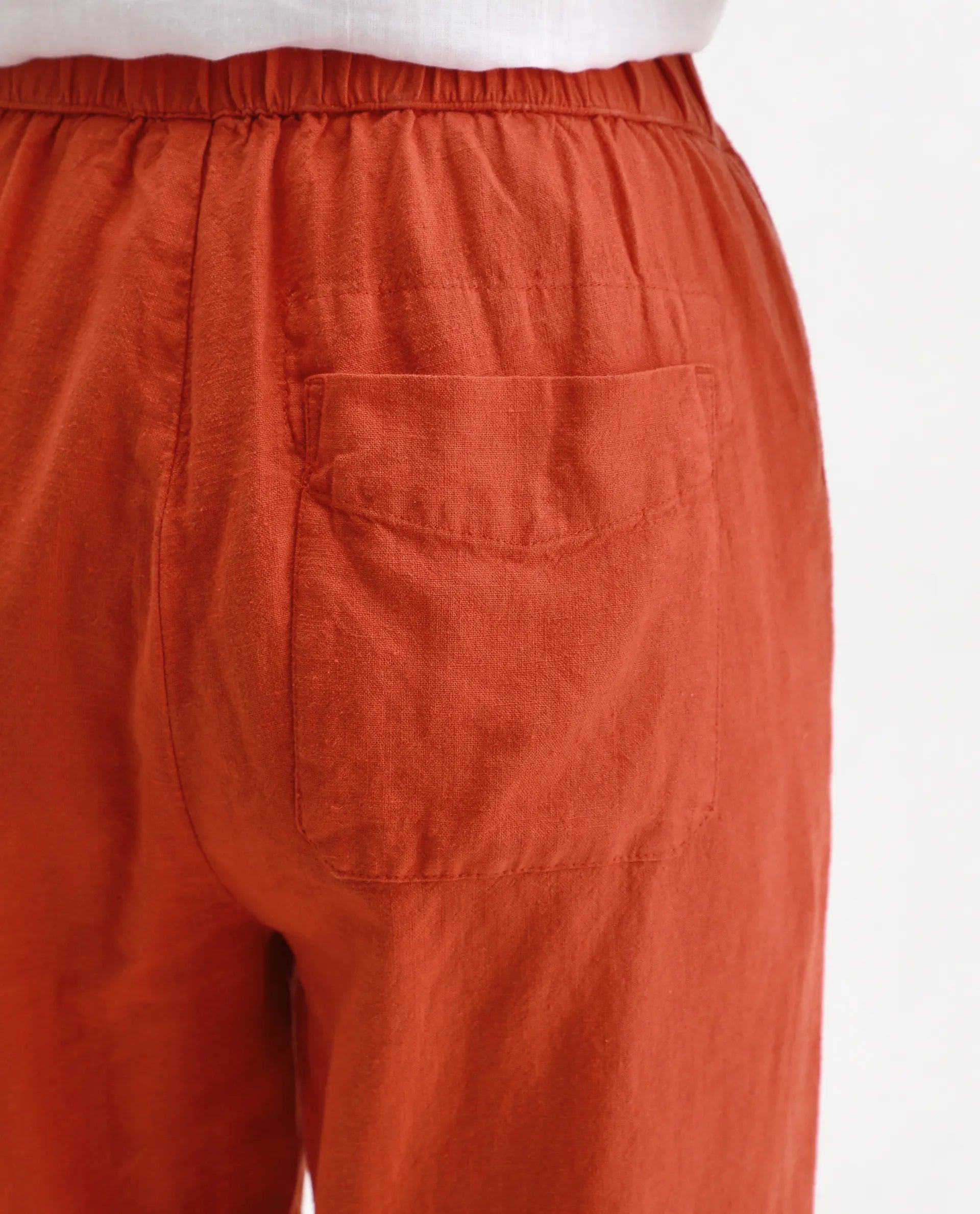 Rareism Women's Costa-B Pastel Rust Linen Plain Ankle Length Tapered Trouser