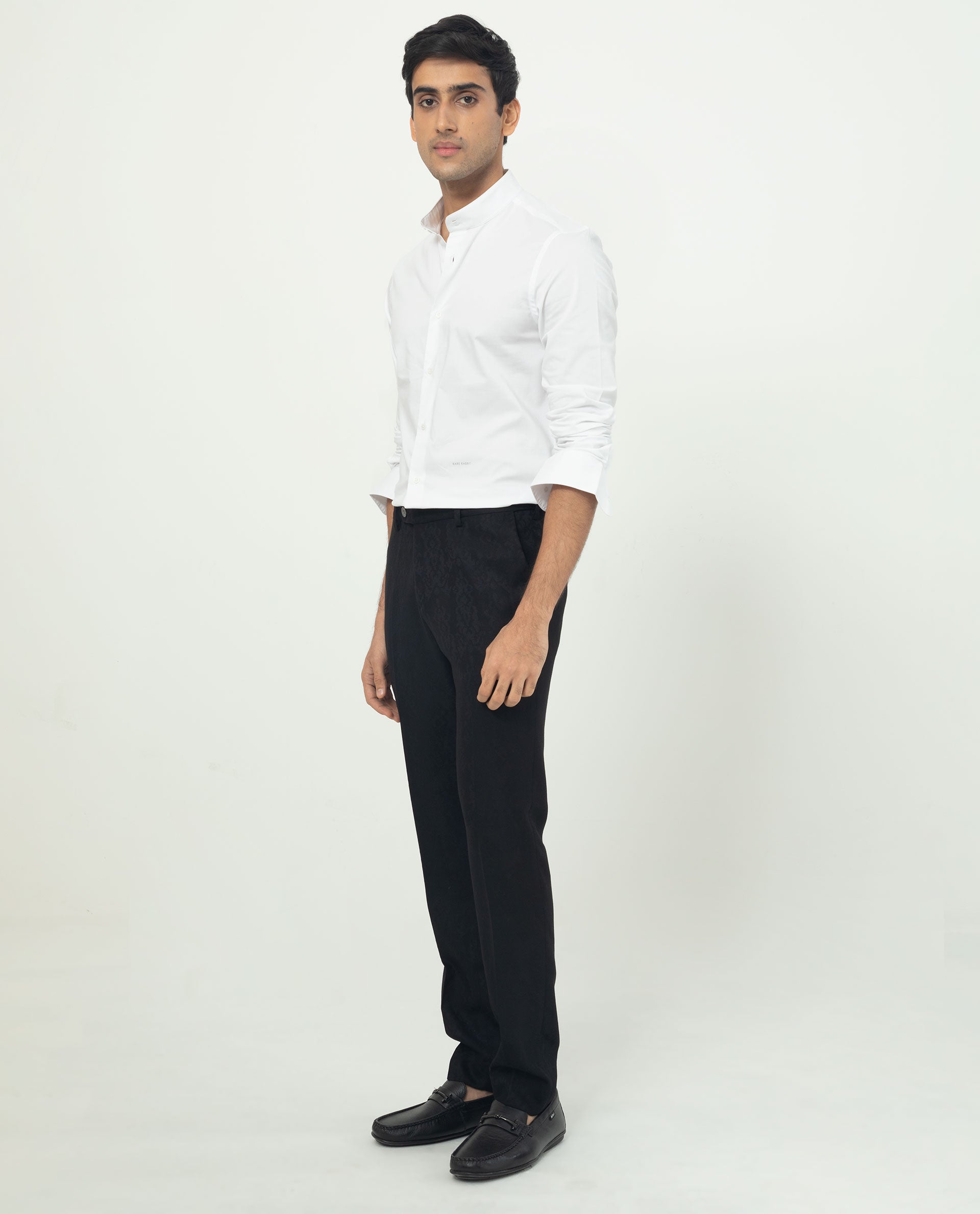 Rare Rabbit Men's Coxx Off-White Cotton Polyester Fabric High Neck Mandarin Collar Full Sleeves Solid Shirt