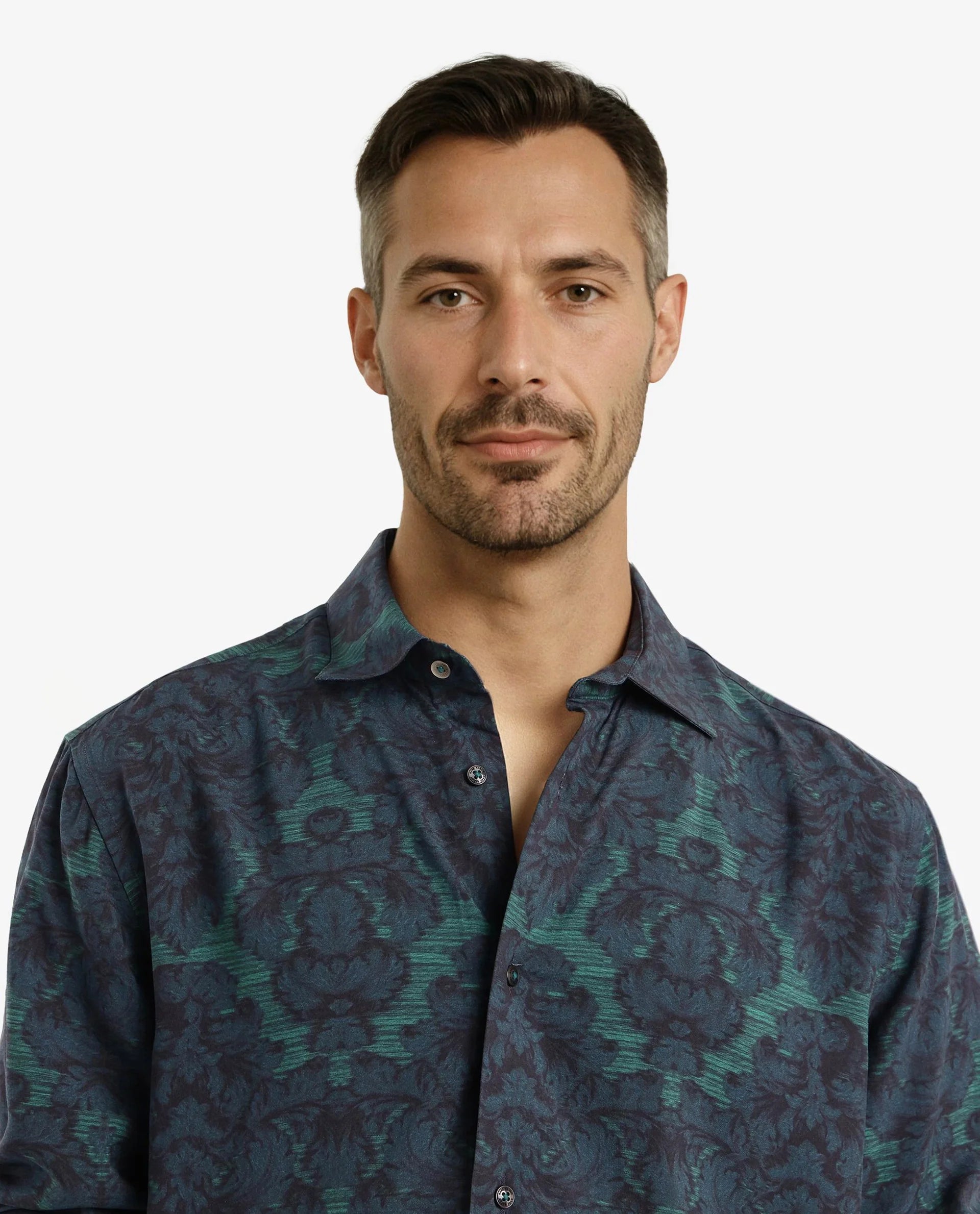 Rare Rabbit Men Crux-1 Dark Green Full Sleeve Regular Fit Shirt