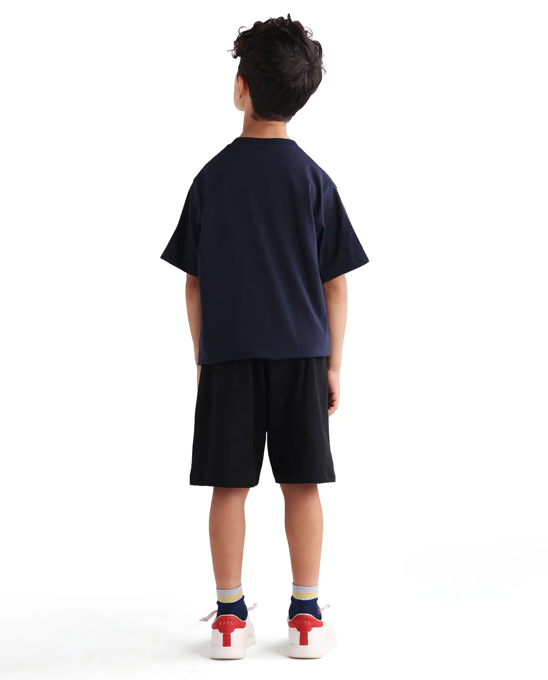 Rare Ones Kids Cubi-B Black Cotton Fabric Drawstring Closure Digital Print Regular Fit Shorts