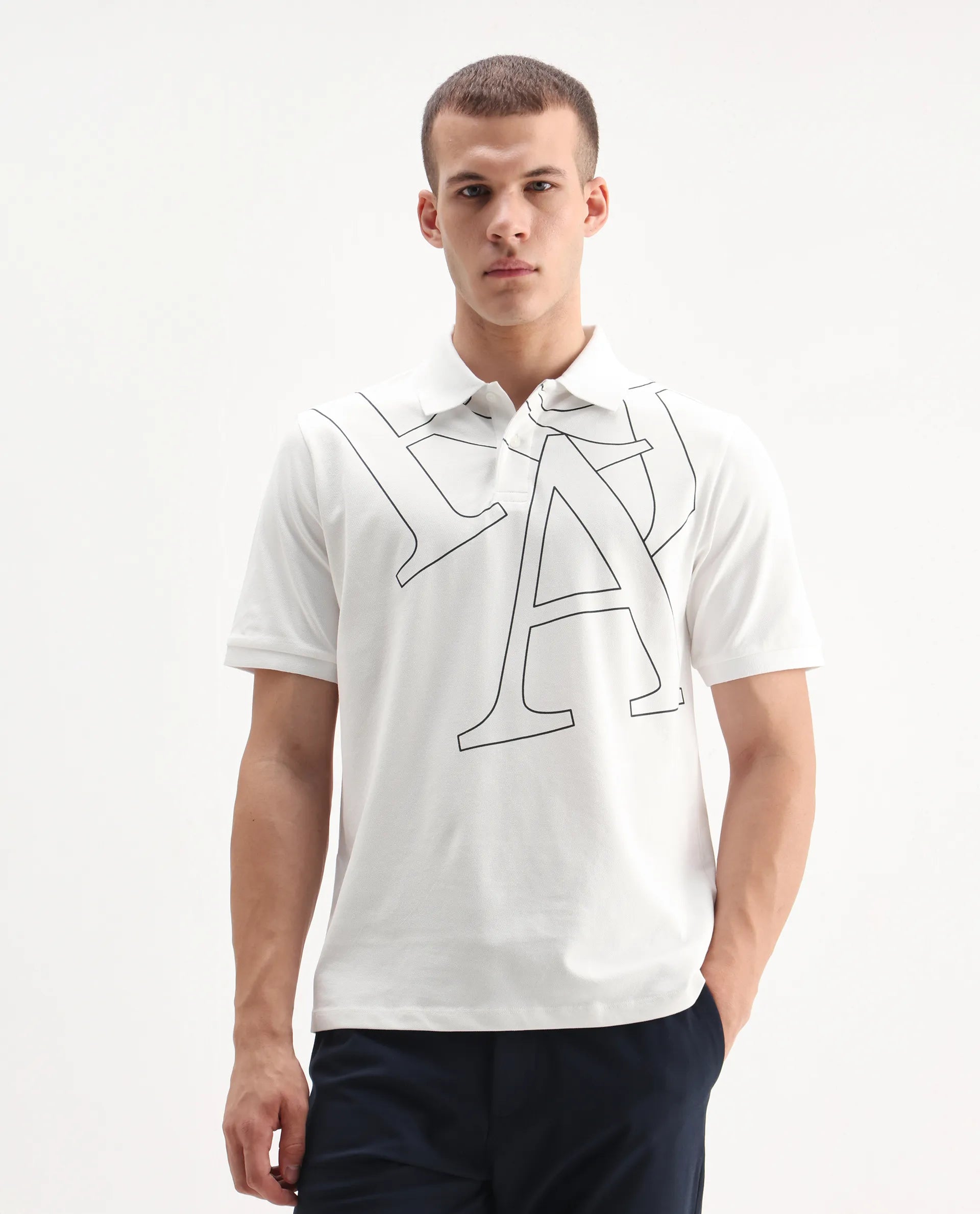 Rare Rabbit Men's Daryl White Cotton Plain Regular Fit Half Sleeve Polo