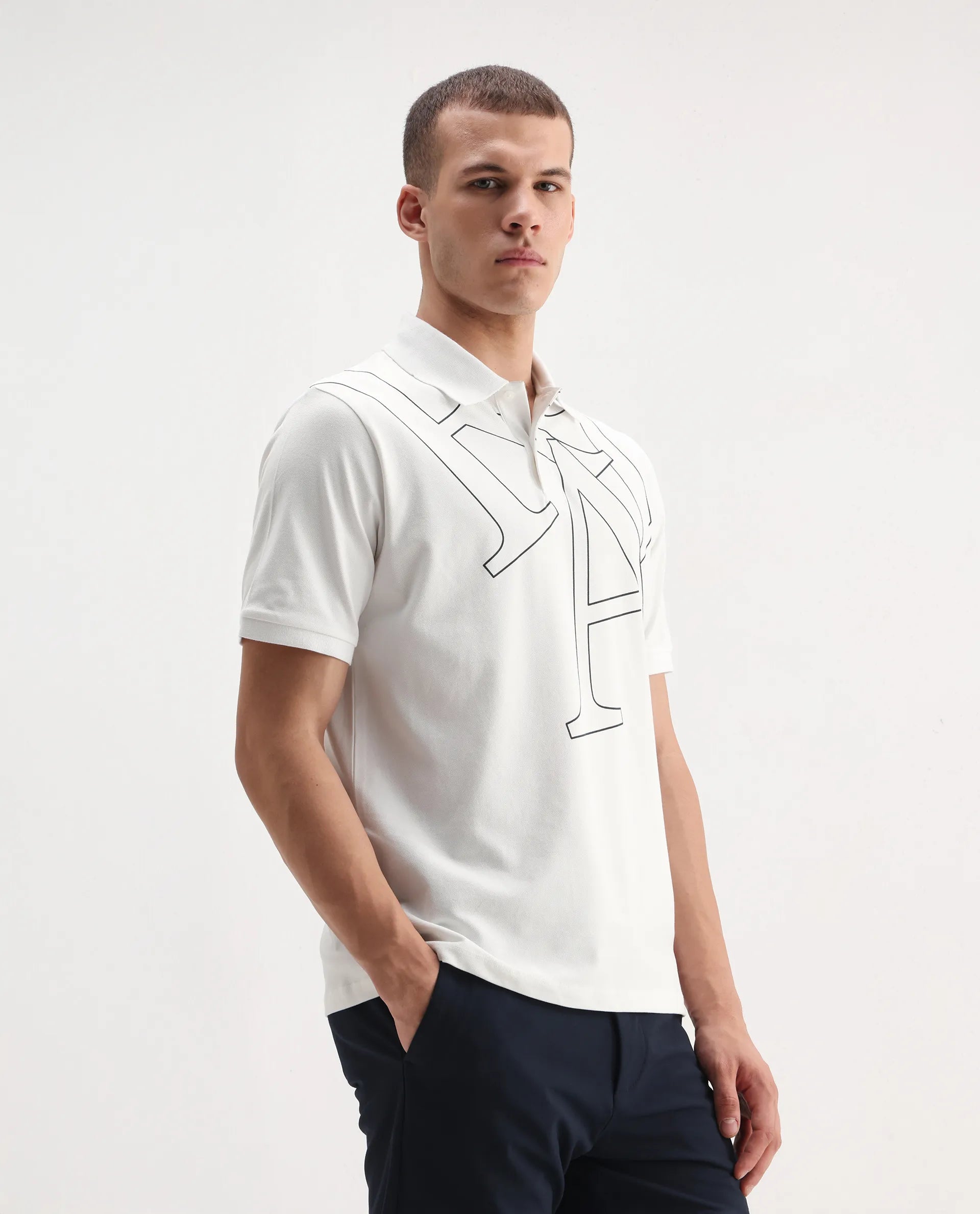 Rare Rabbit Men's Daryl White Cotton Plain Regular Fit Half Sleeve Polo