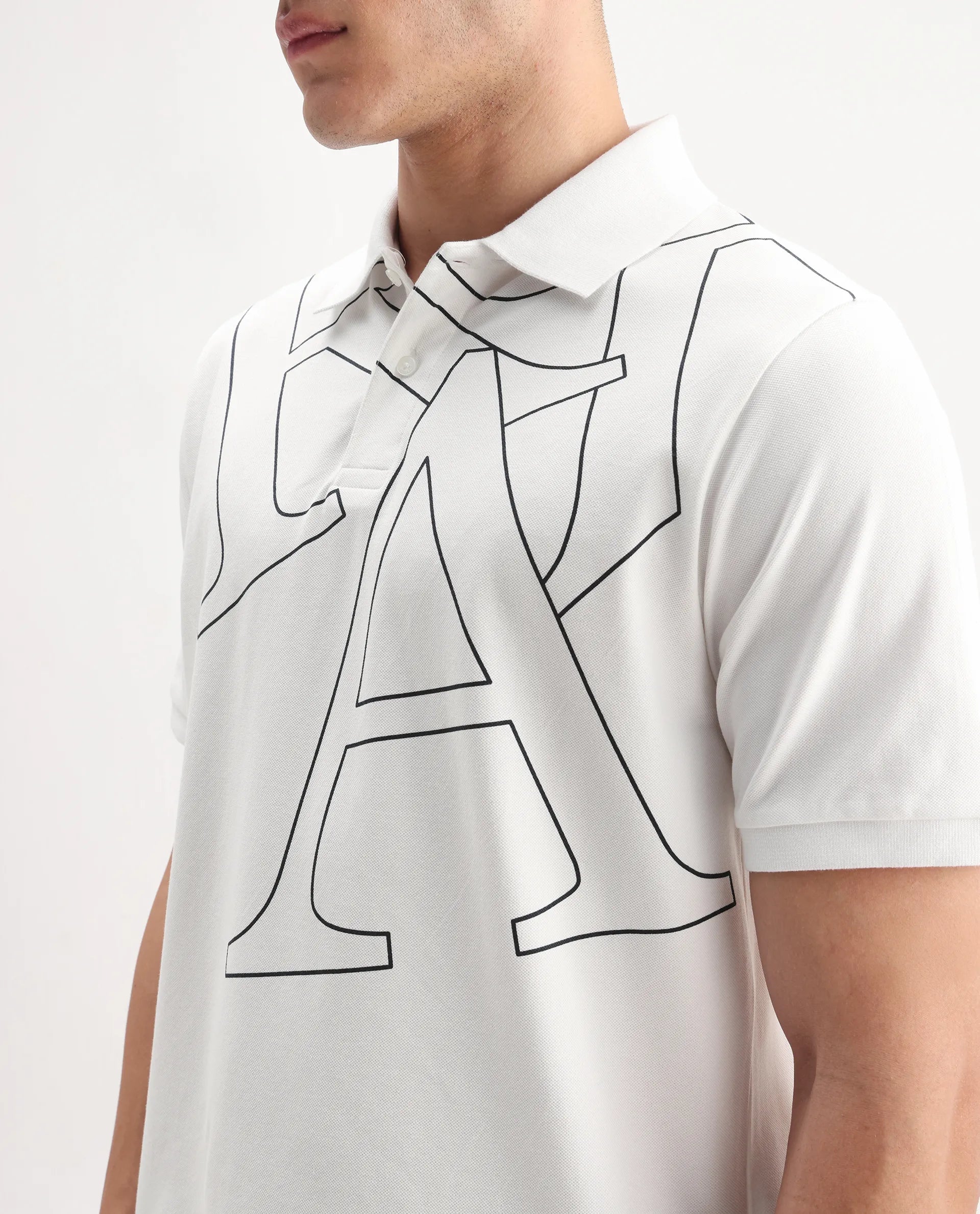 Rare Rabbit Men's Daryl White Cotton Plain Regular Fit Half Sleeve Polo