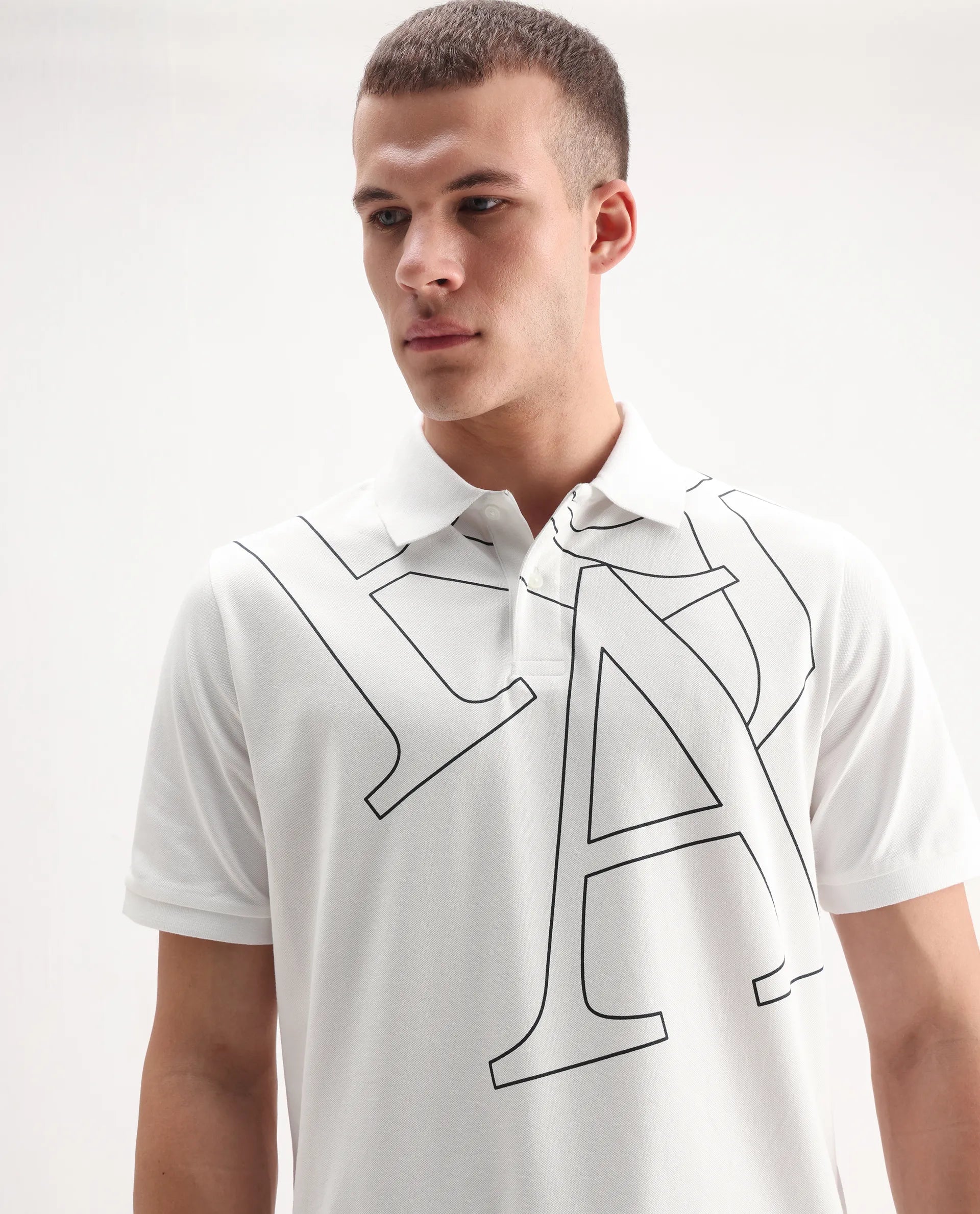 Rare Rabbit Men's Daryl White Cotton Plain Regular Fit Half Sleeve Polo