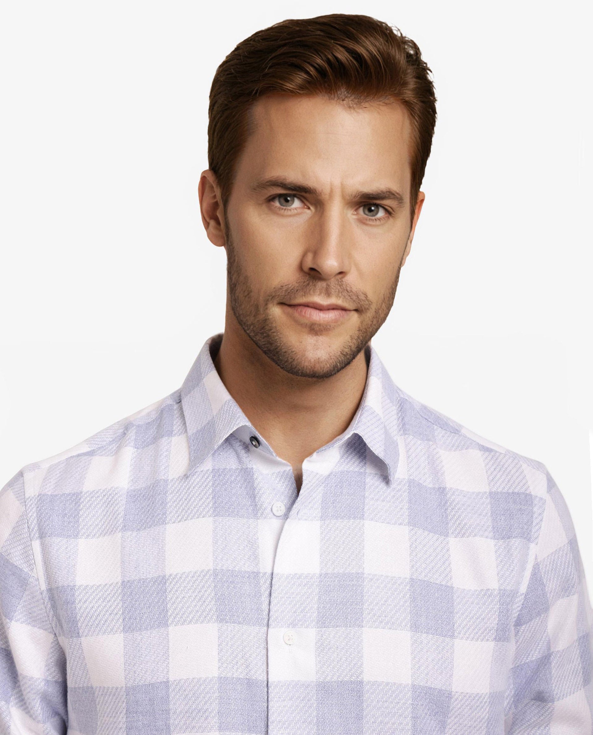 Rare Rabbit Men Denmark Light Blue Cotton Lyocell Fabric Full Sleeve Regular Collar Button Closure Checks Shirt