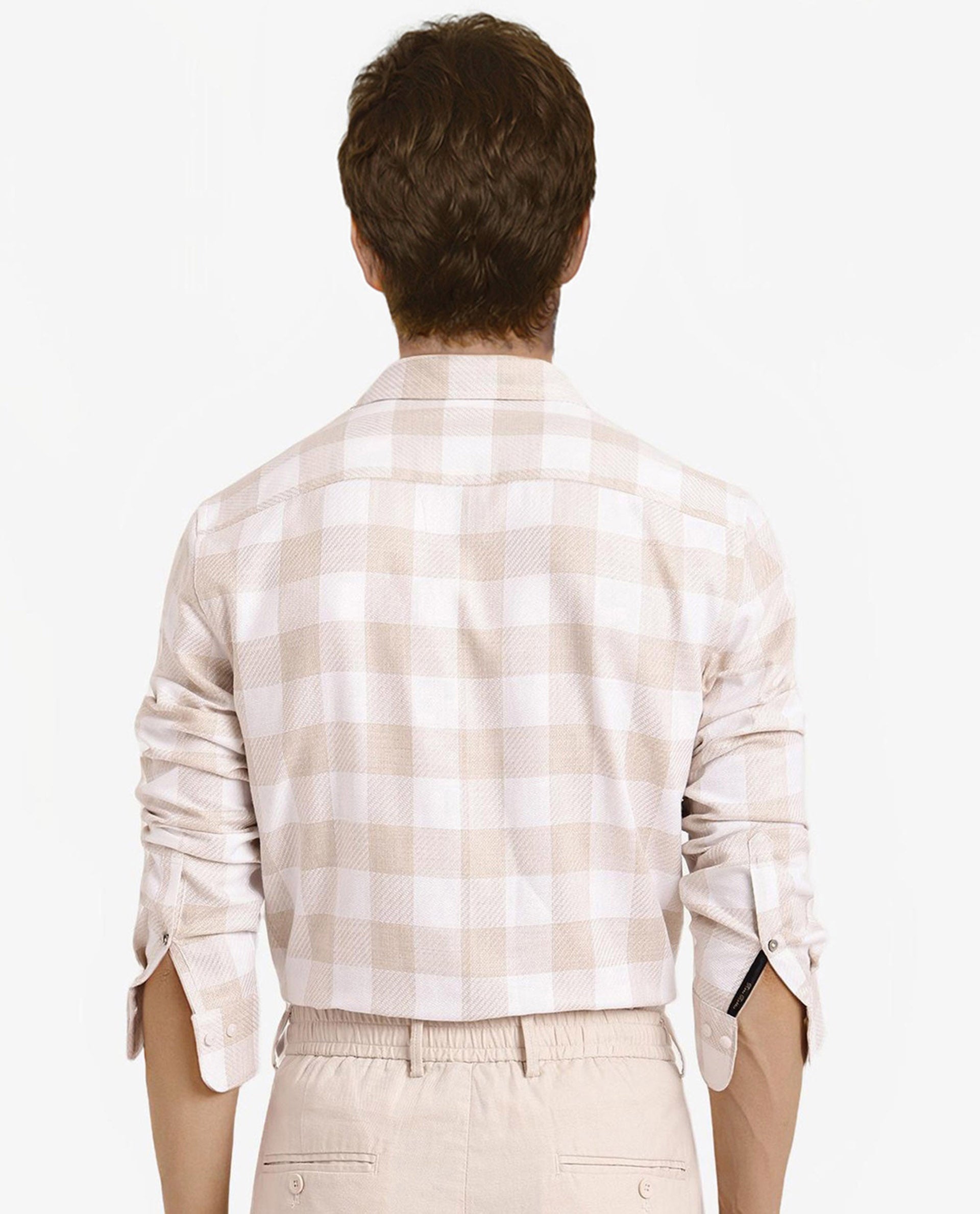 Rare Rabbit Men Denmark Light Olive Cotton Lyocell Fabric Full Sleeve Regular Collar Button Closure Checks Shirt