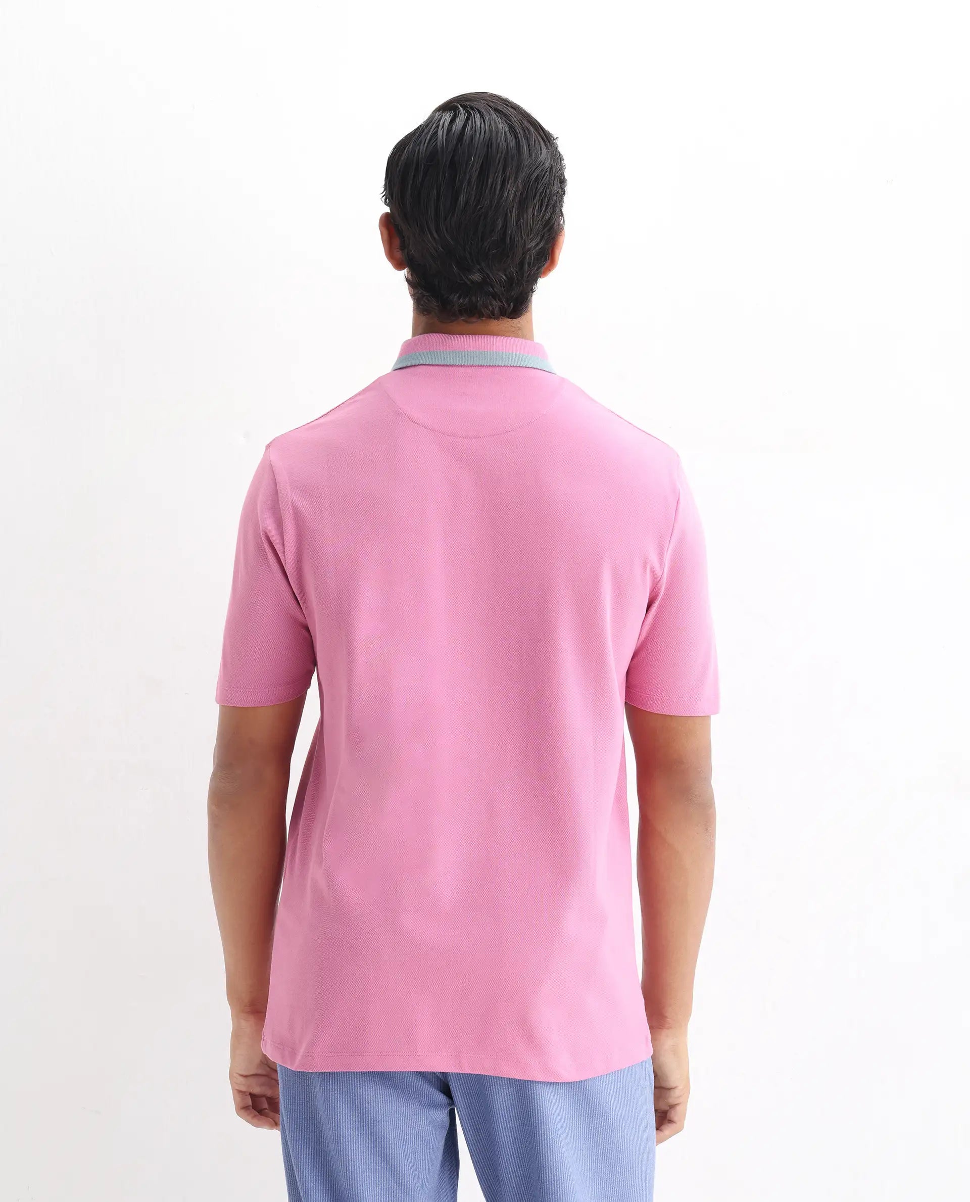 Rare Rabbit Men's Divide Light Purple Cotton Plain Regular Fit Half Sleeve Polo