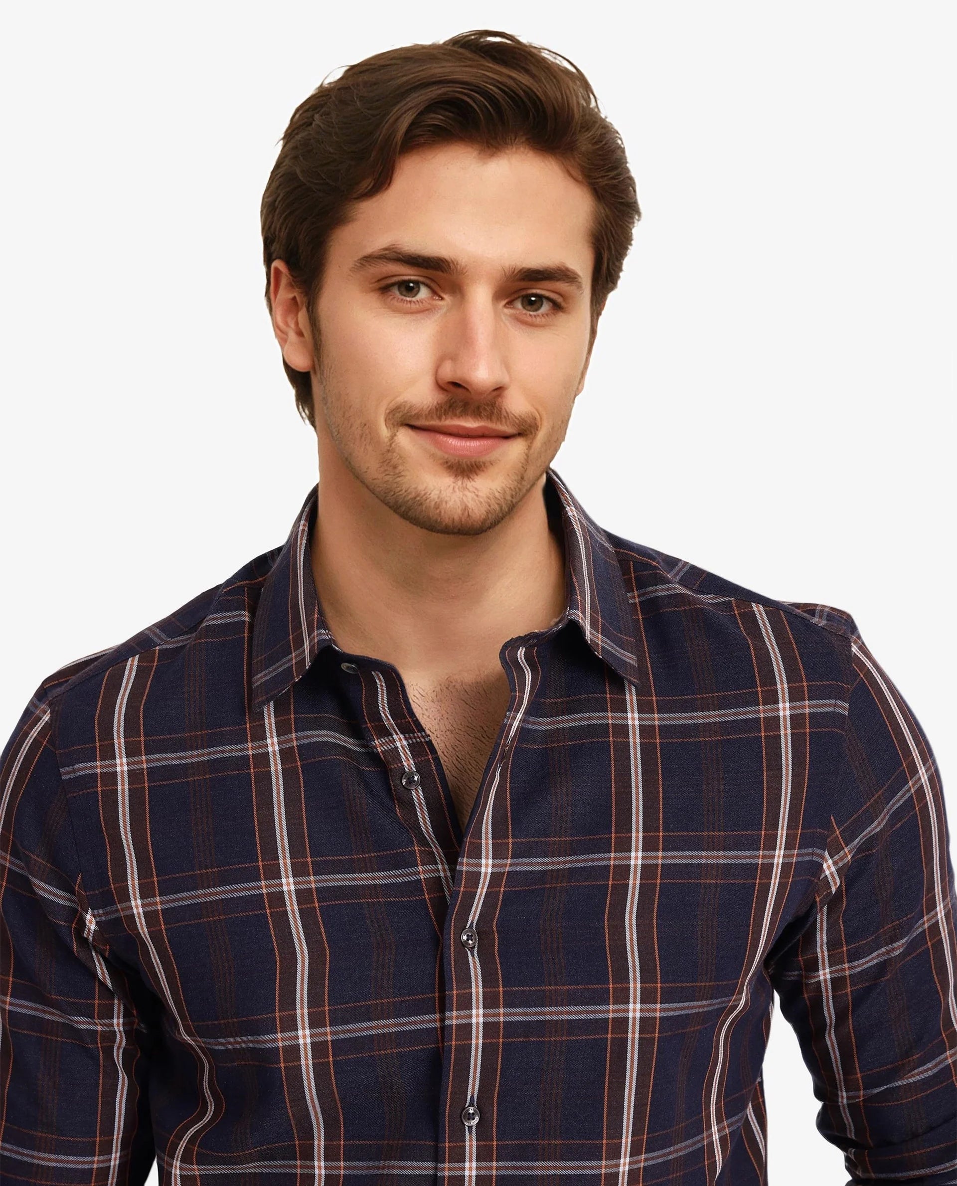 Rare Rabbit Men Dor Navy Full Sleeve Regular Collar Regular Fit Tattersall Checked Shirt