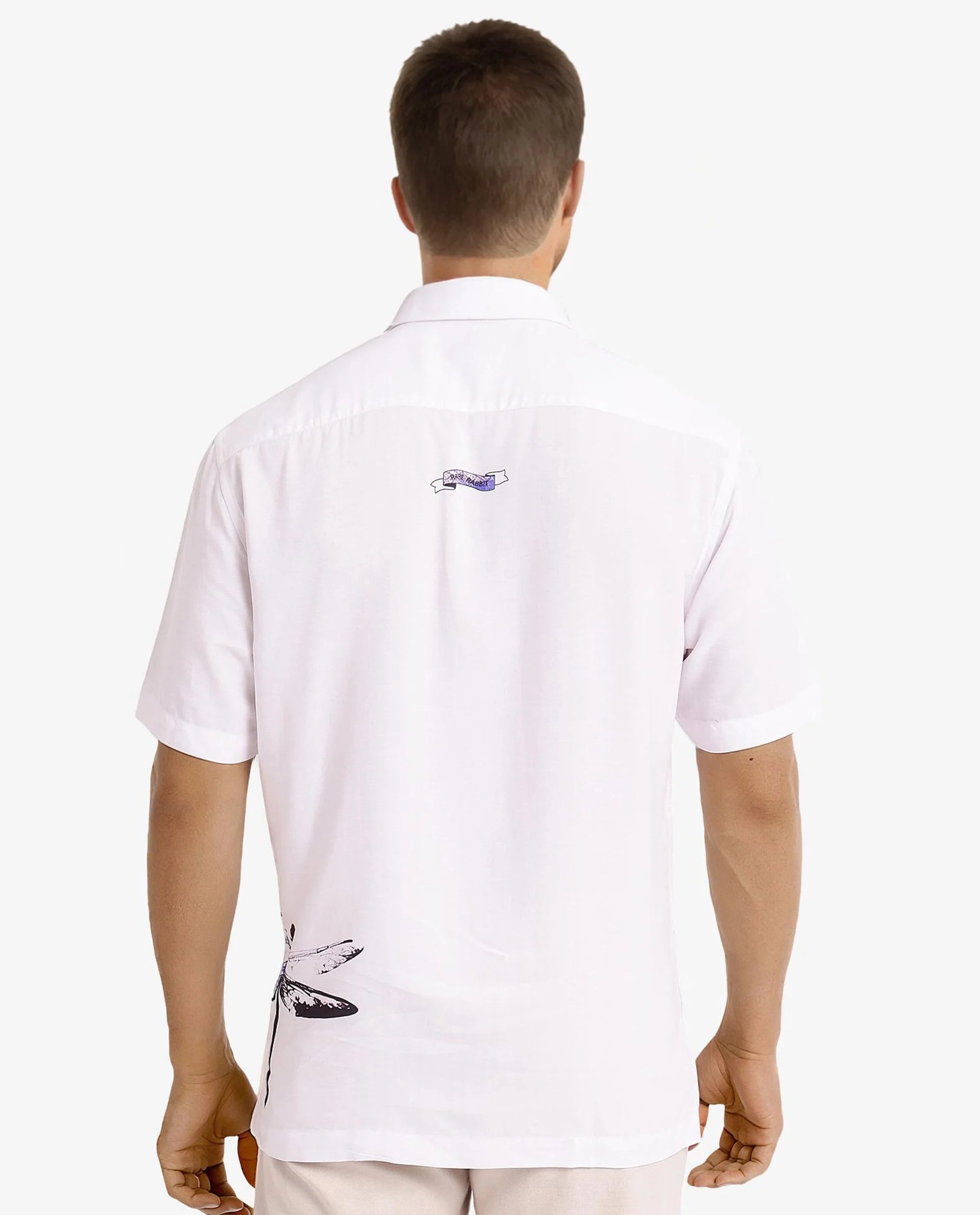 Rare Rabbit Men's Drago White Short Sleeve Boxy Fit Placement Printed Shirt