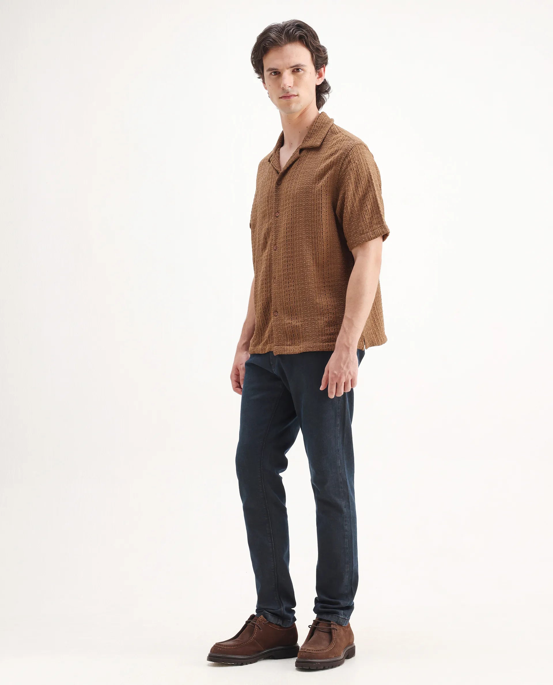 Rare Rabbit Men's Earth-2 Navy Cotton Plain Hawk Slim Fit Jeans