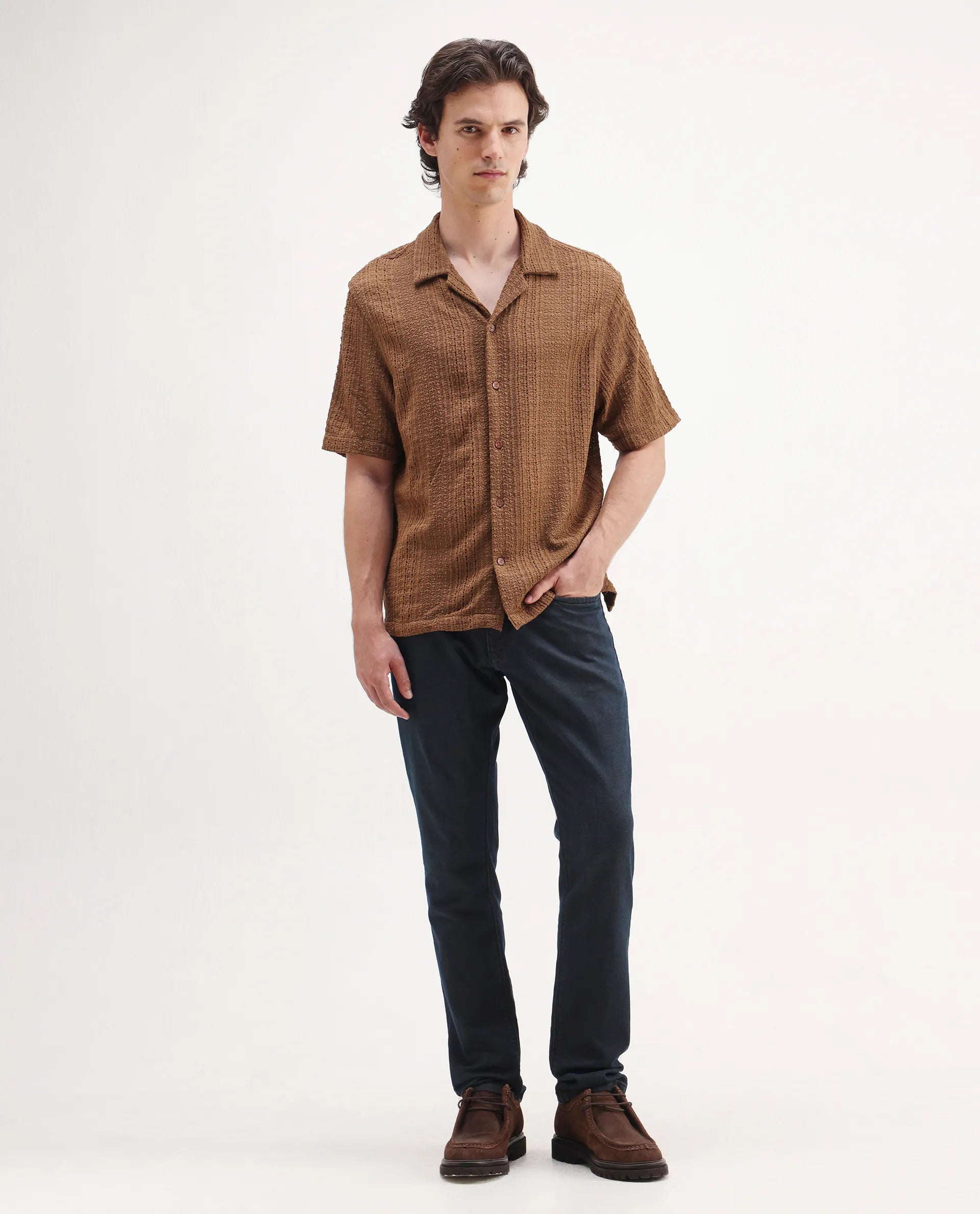 Rare Rabbit Men's Earth-2 Navy Cotton Plain Hawk Slim Fit Jeans